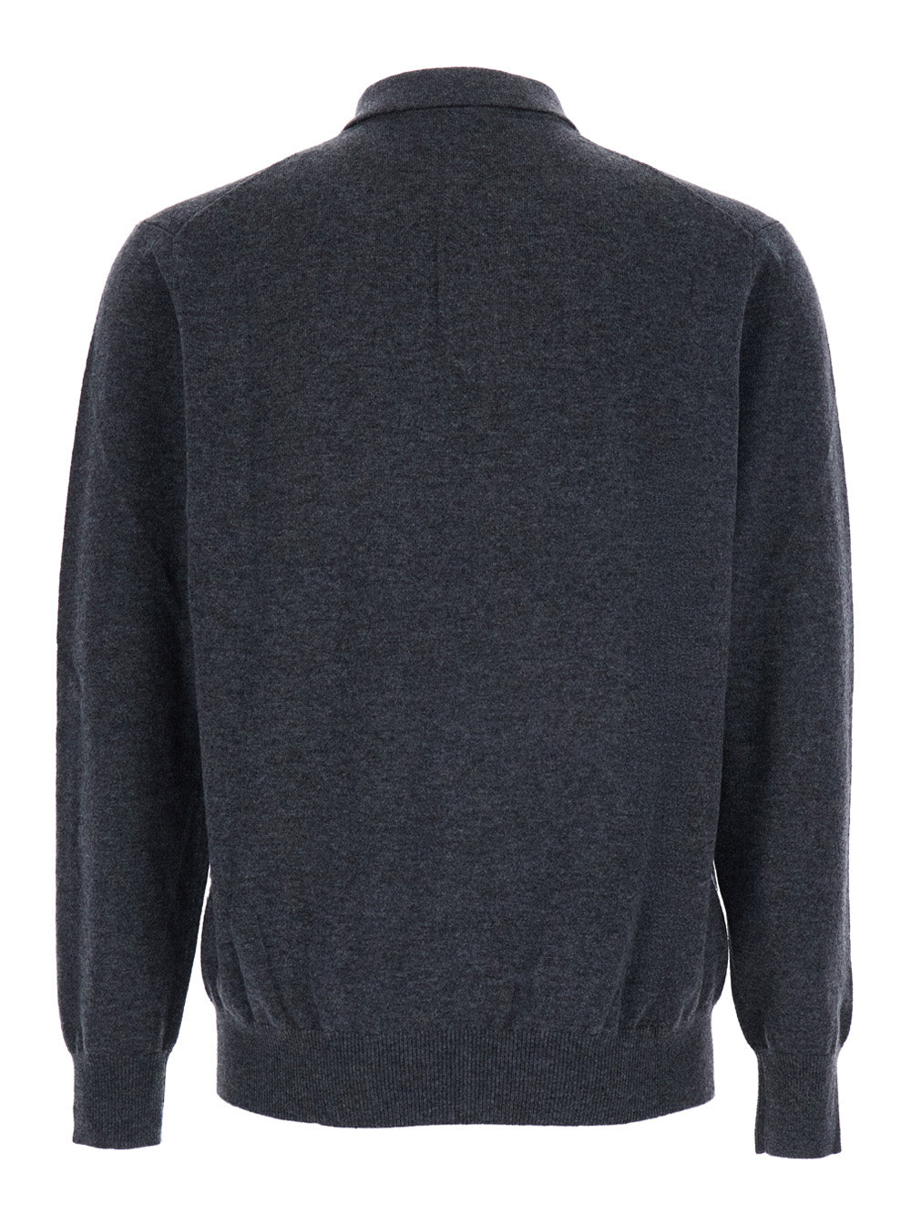 Leplain Wool-Cashmere Polo Collar Sweater — Gray, view 2