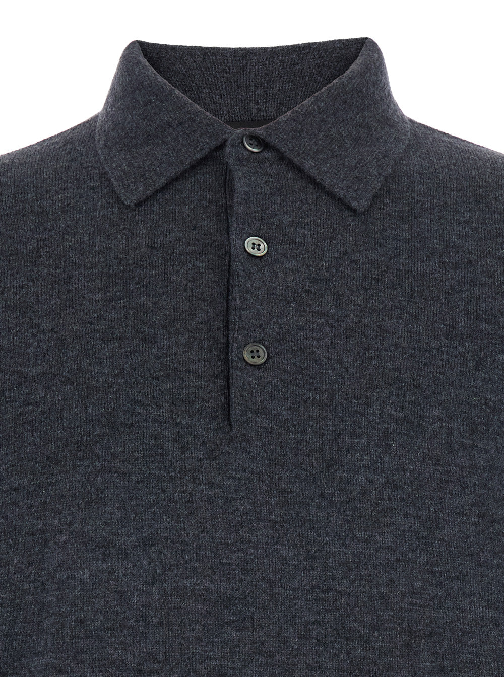 Leplain Wool-Cashmere Polo Collar Sweater — Gray, view 3