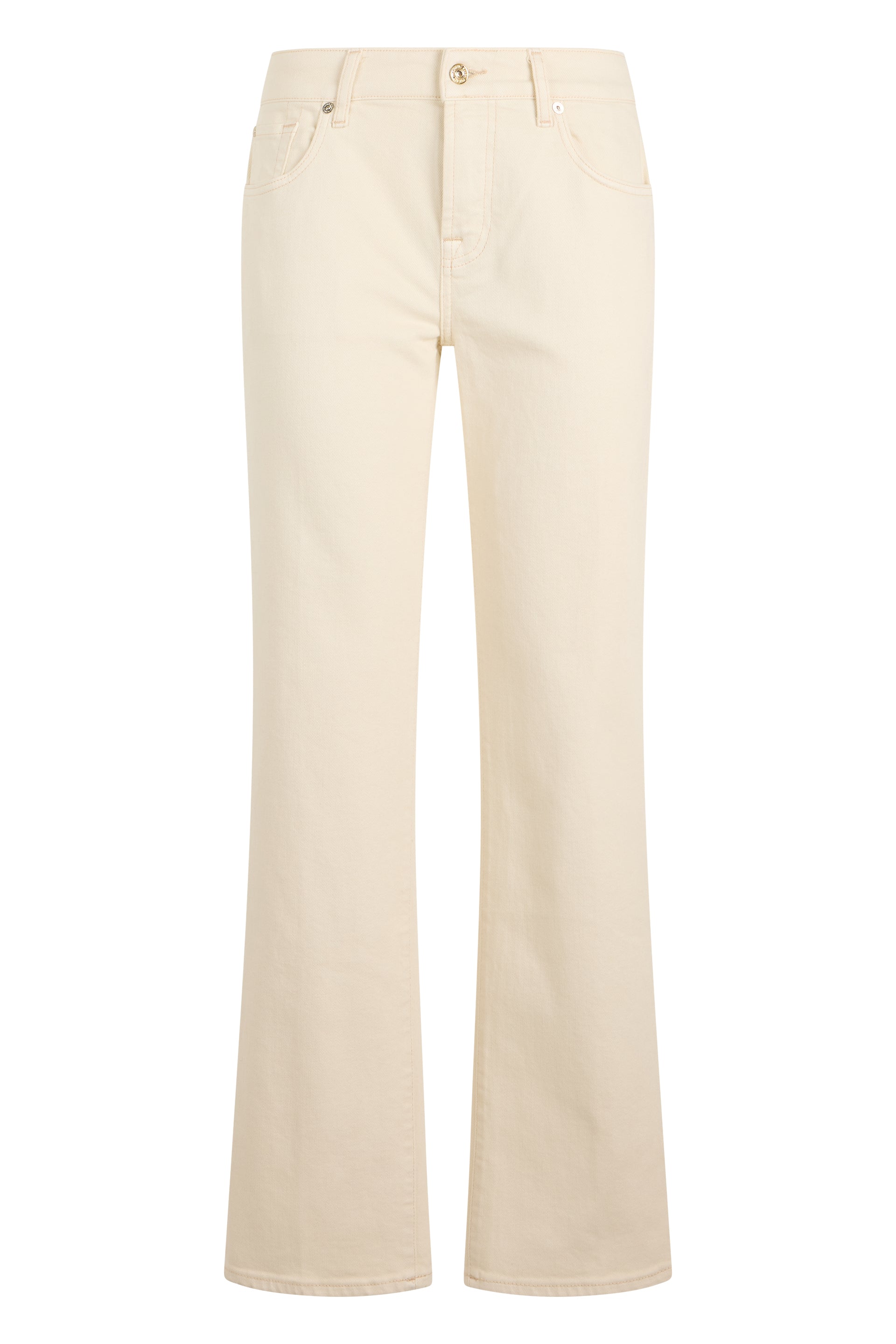7 For All Mankind High-Waisted Straight Cotton Jeans — Beige by 7 For All Mankind