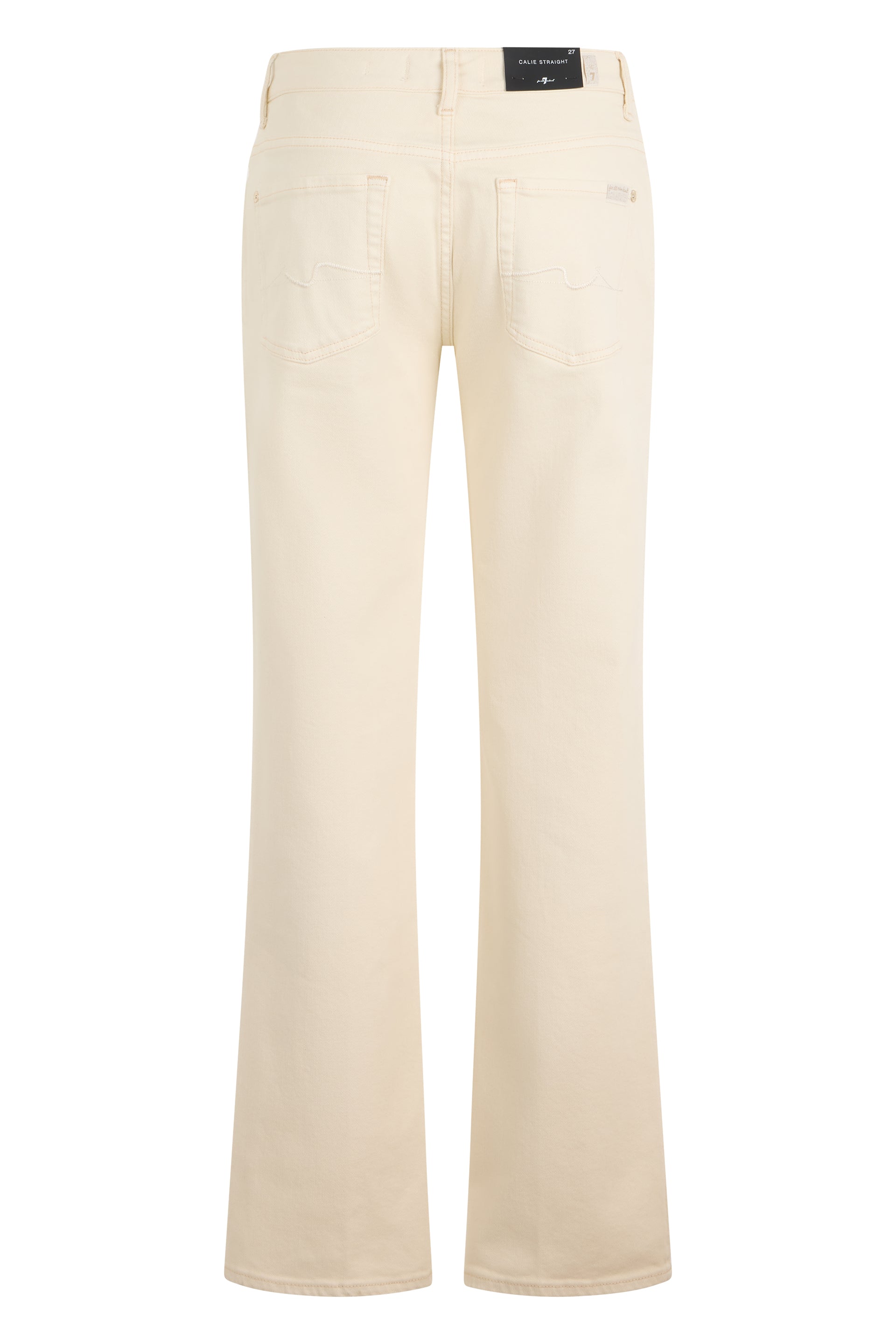 7 For All Mankind High-Waisted Straight Cotton Jeans — Beige, view 2