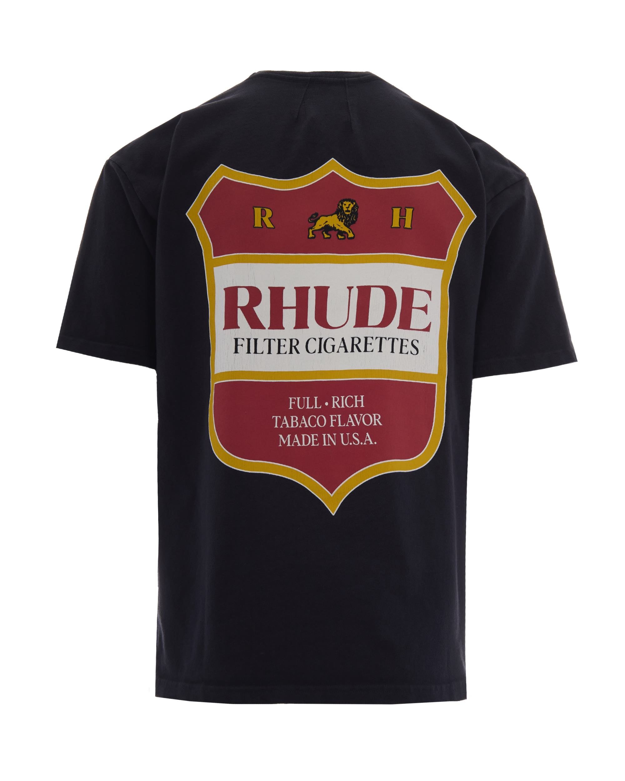 Rhude Crest-Printed Cotton T-Shirt — Black, view 2
