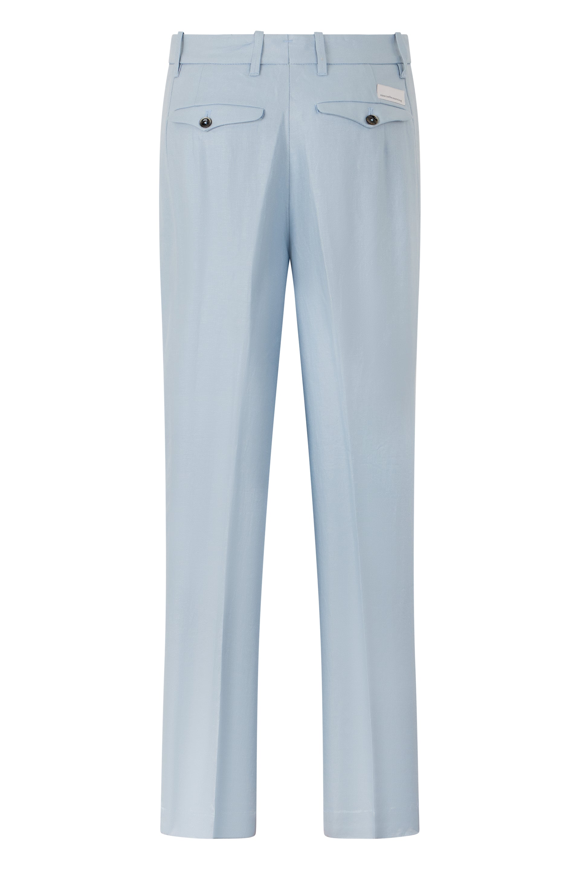 Nine In The Morning Straight Linen Trousers — Light Blue, view 2