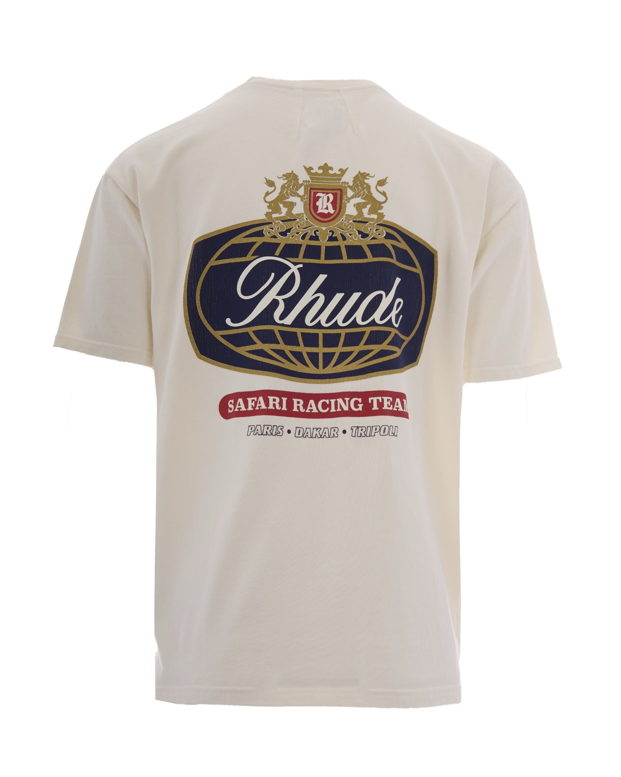 Rhude Logo-Printed Crest T-Shirt — White, view 2