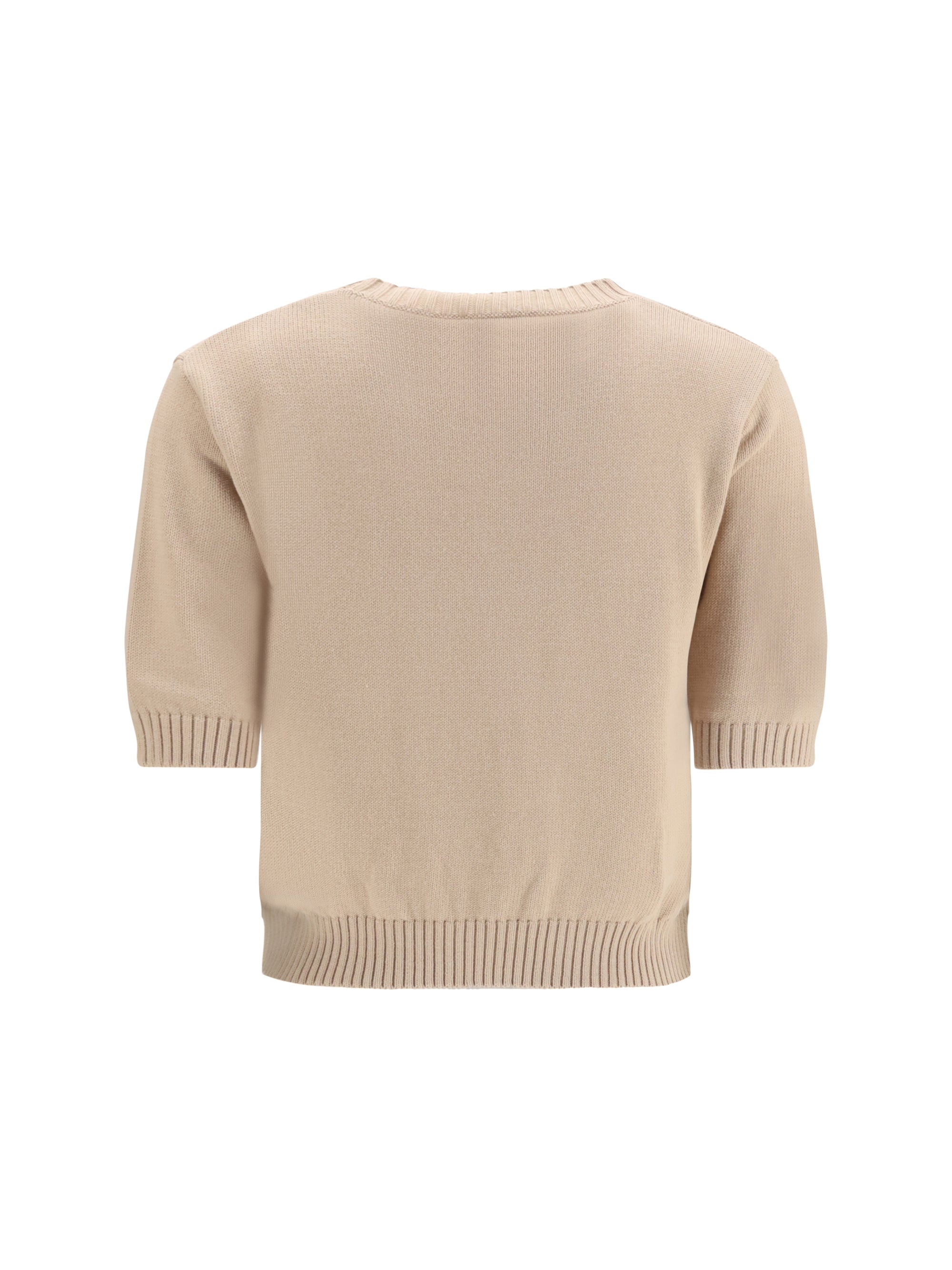 Weekend Max Mara Embroidered Cotton Knit Sweater — Beige by Weekend Max Mara