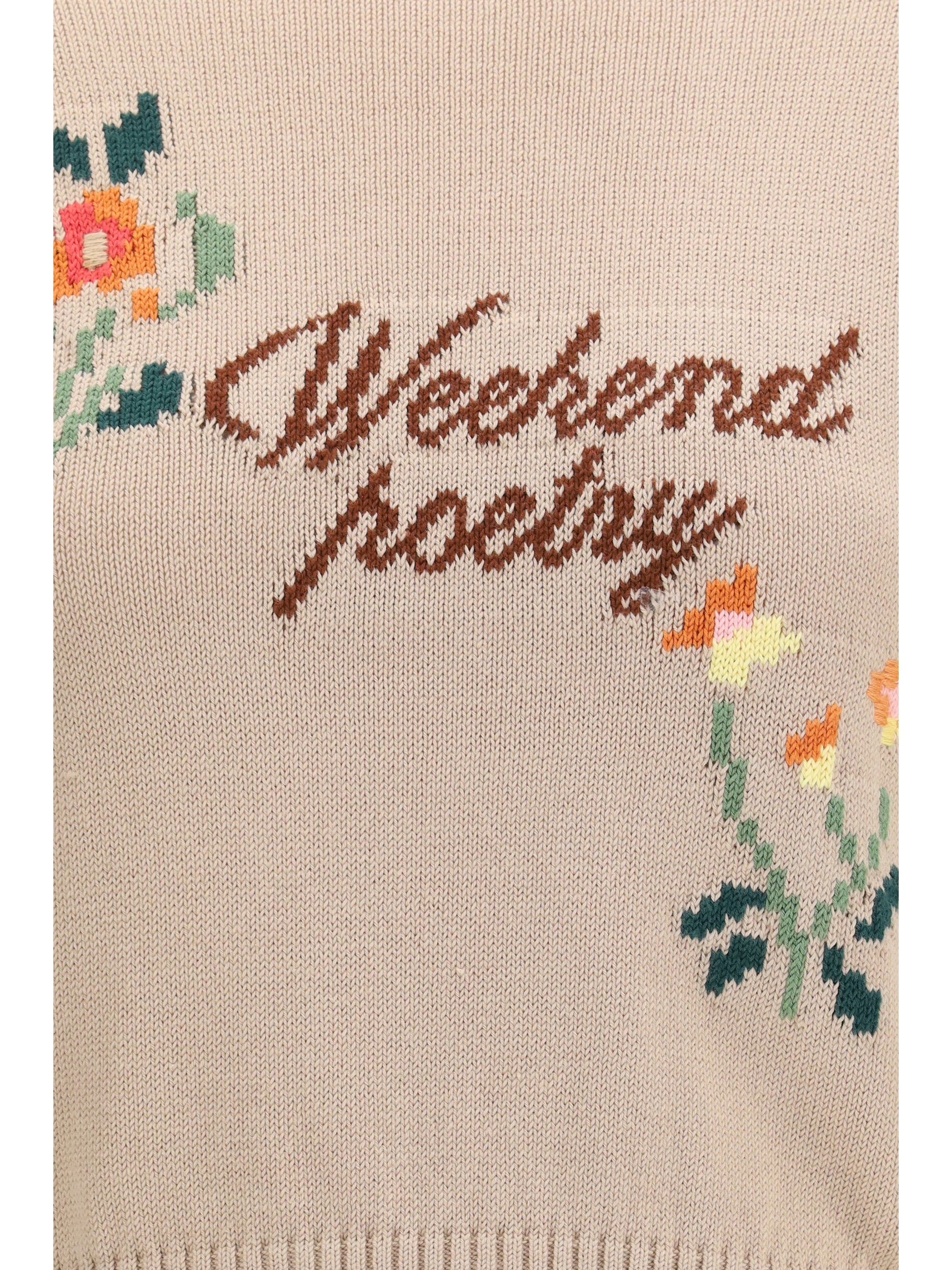 Weekend Max Mara Embroidered Cotton Knit Sweater — Beige, view 2