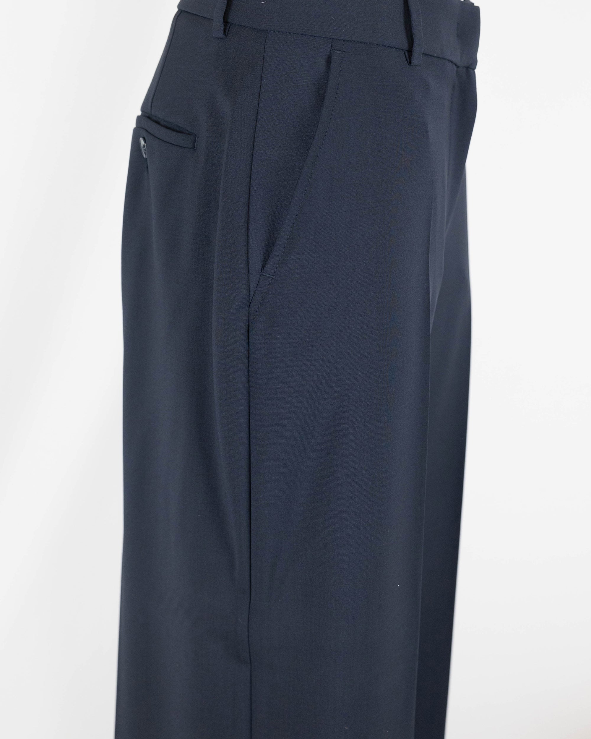 Weekend Max Mara Stretch Virgin Wool Twill Trousers — Navy, view 3