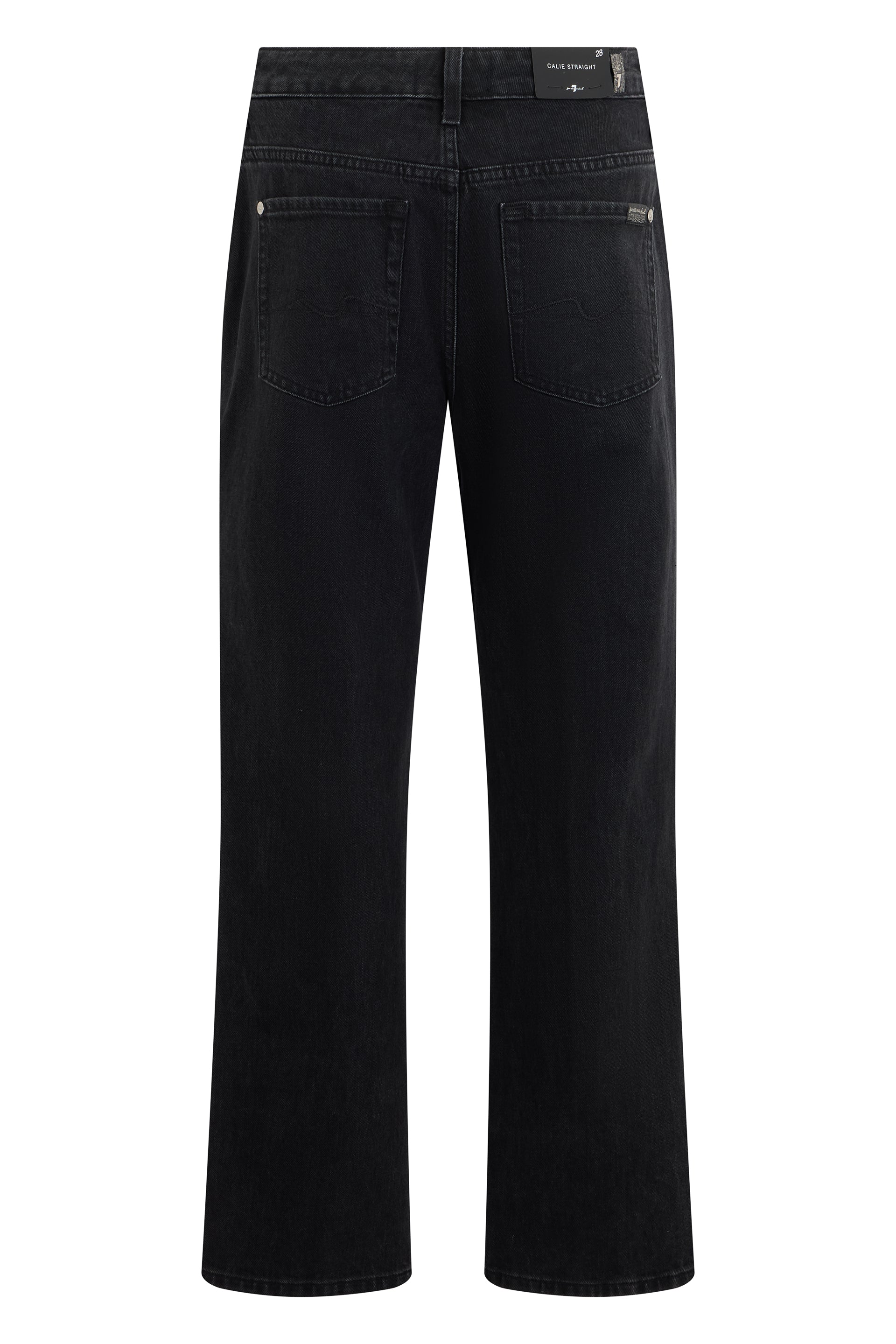 7 For All Mankind Straight-Leg Cotton Jeans — Black, view 2
