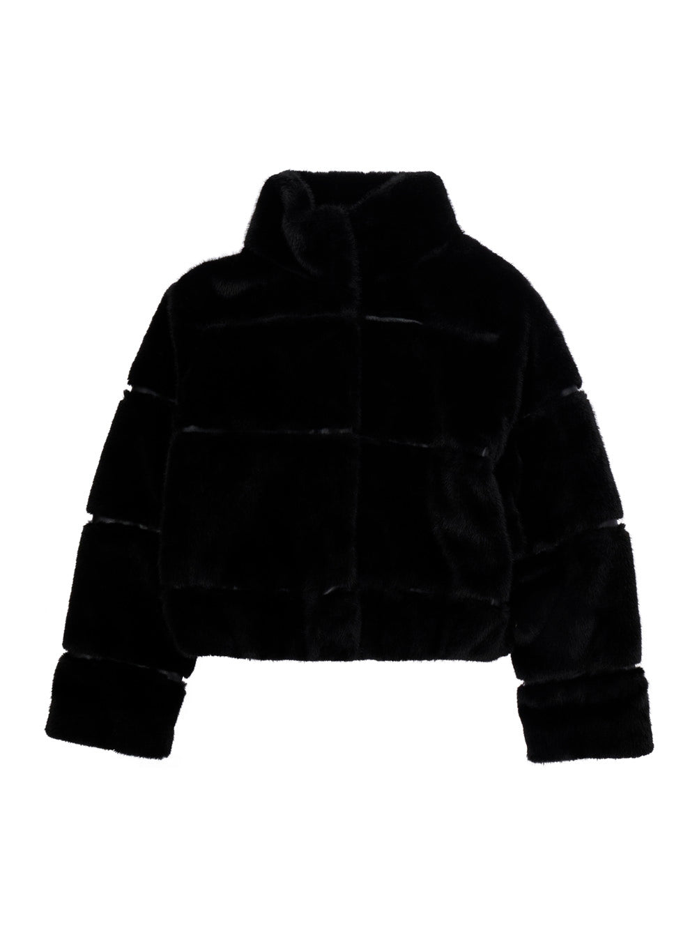 Monnalisa Plush Puffer Jacket — Black by Monnalisa
