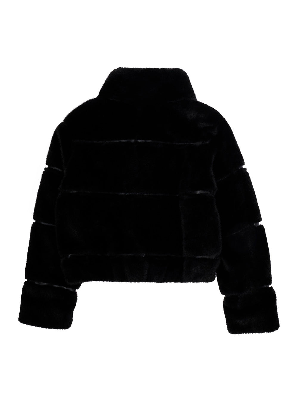 Monnalisa Plush Puffer Jacket — Black, view 2
