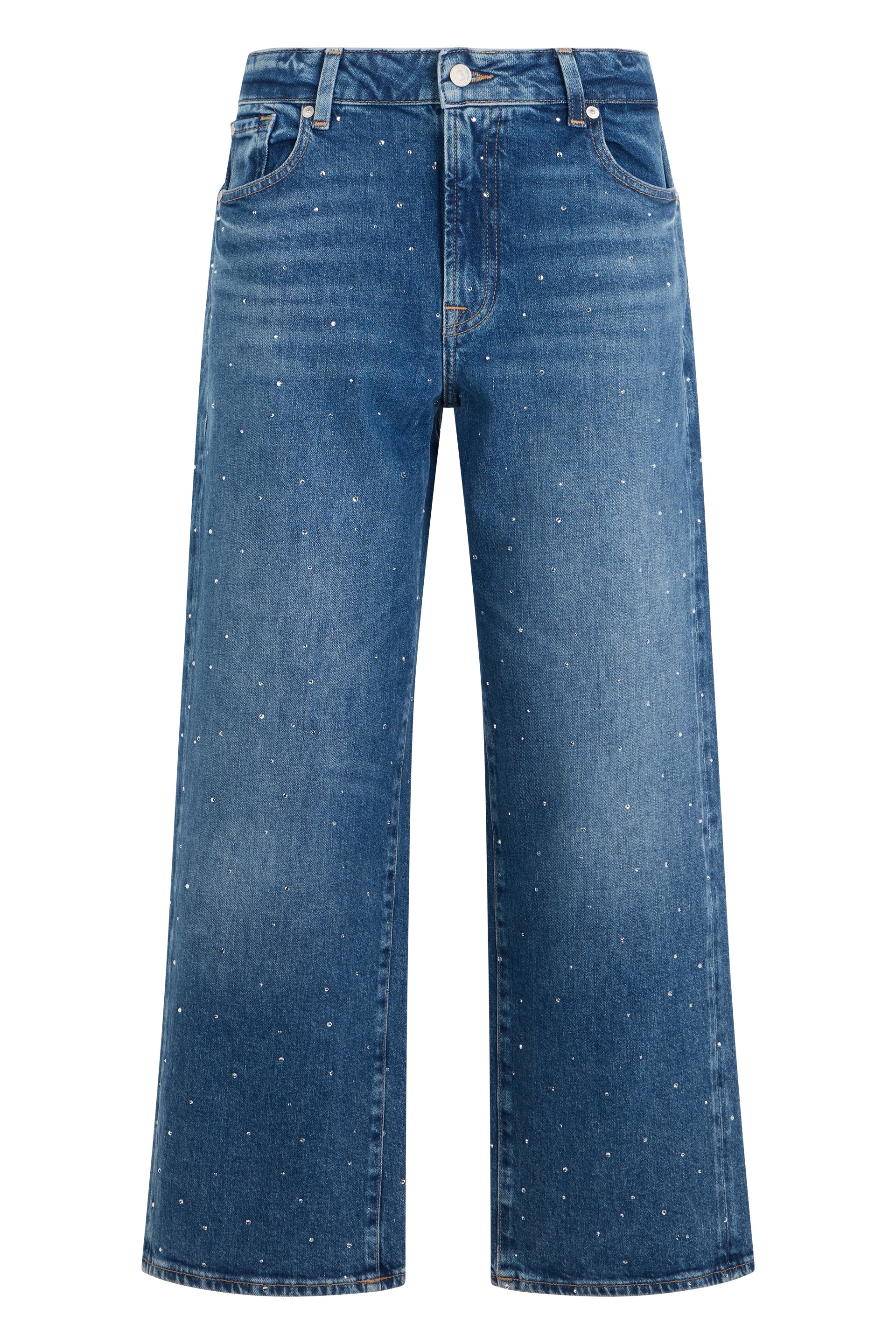 7 For All Mankind Rhinestone-Embellished Denim Jeans — Blue by 7 For All Mankind