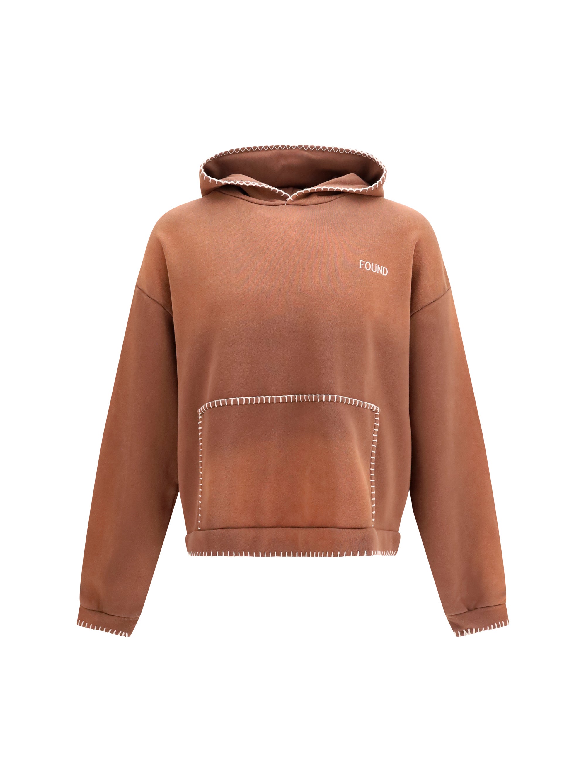 Found Stitched-Detail Hoodie Sweatshirt — Brown by Found