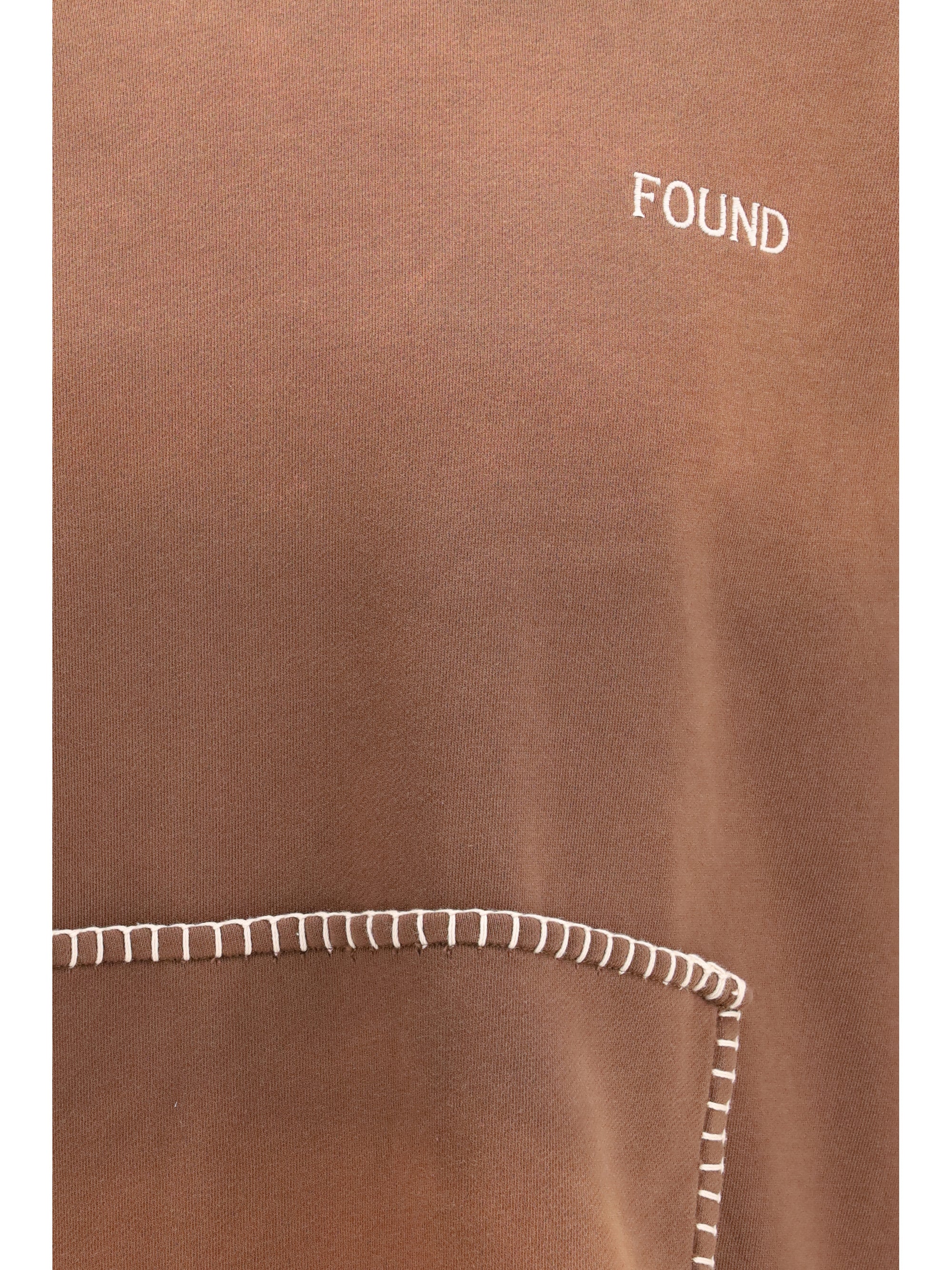 Found Stitched-Detail Hoodie Sweatshirt — Brown, view 2