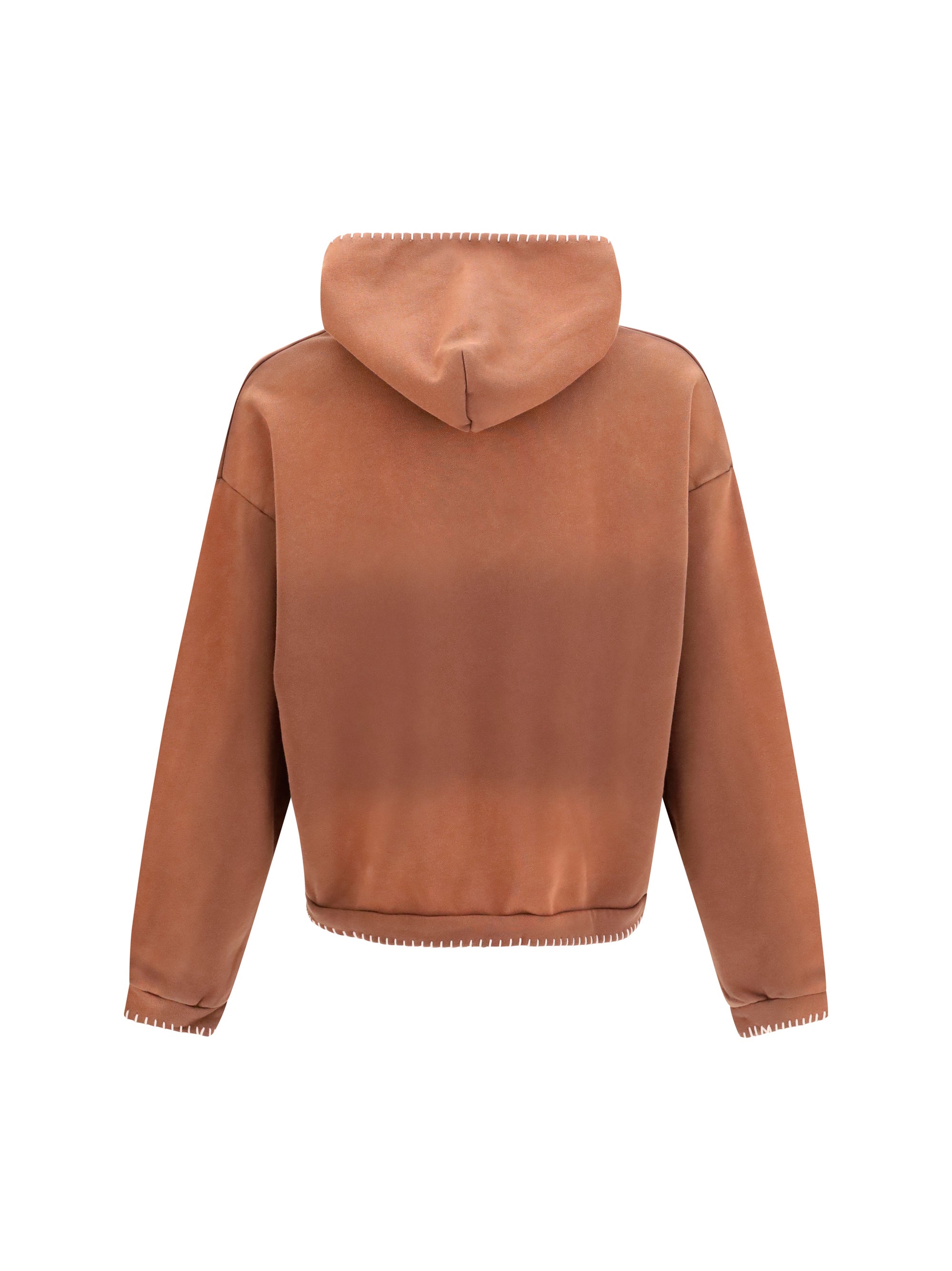 Found Stitched-Detail Hoodie Sweatshirt — Brown, view 3