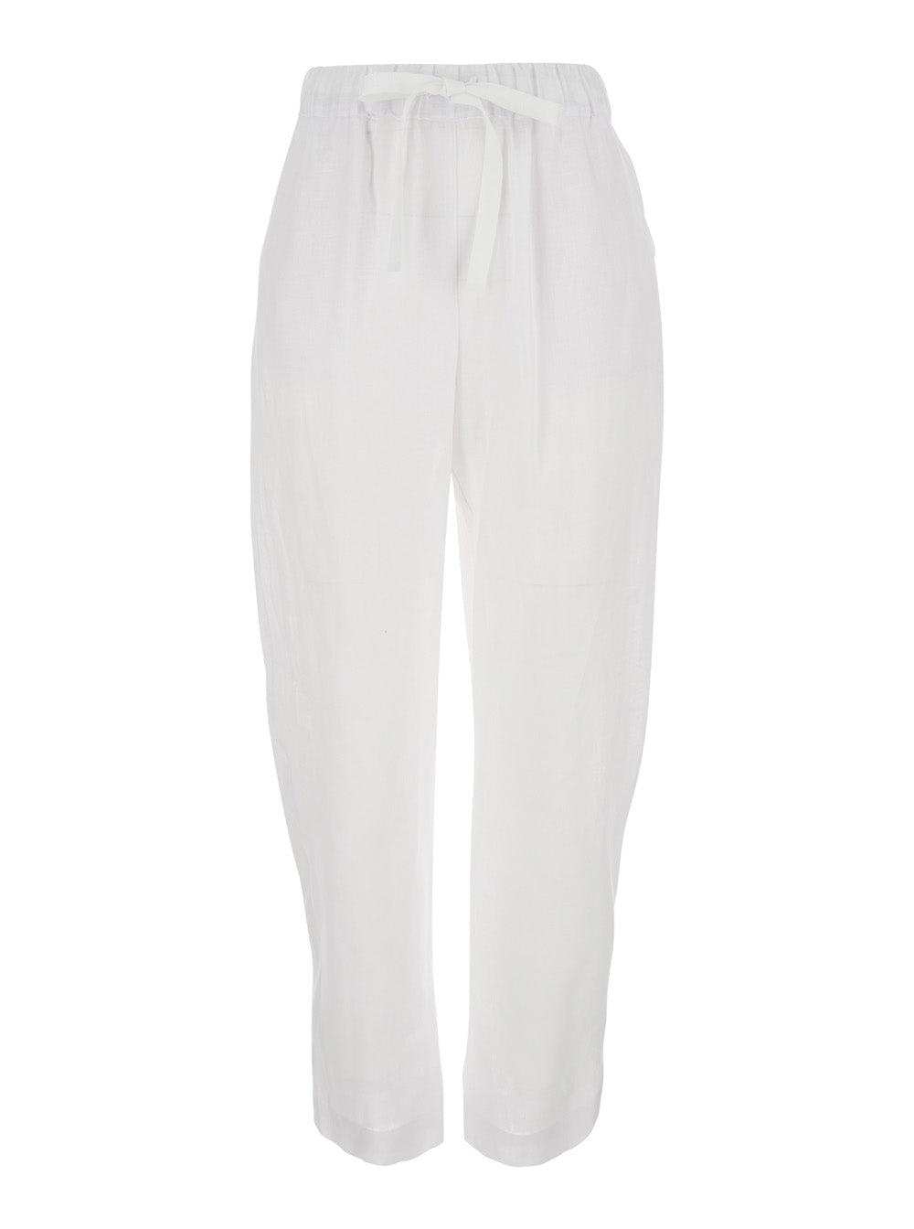 Semicouture Linen Trousers — White by Semicouture