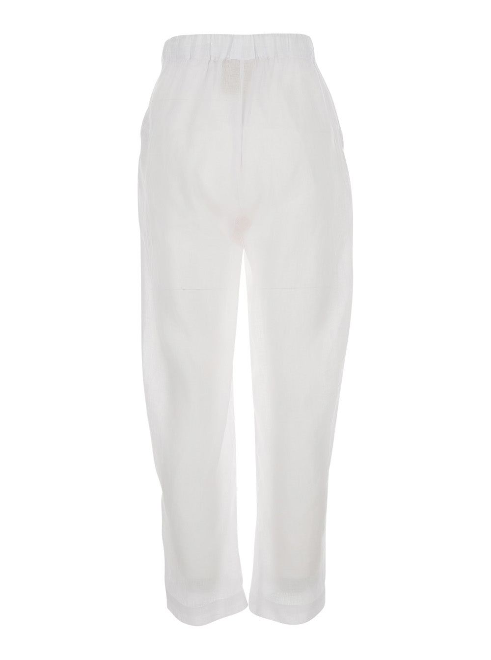 Semicouture Linen Trousers — White, view 2