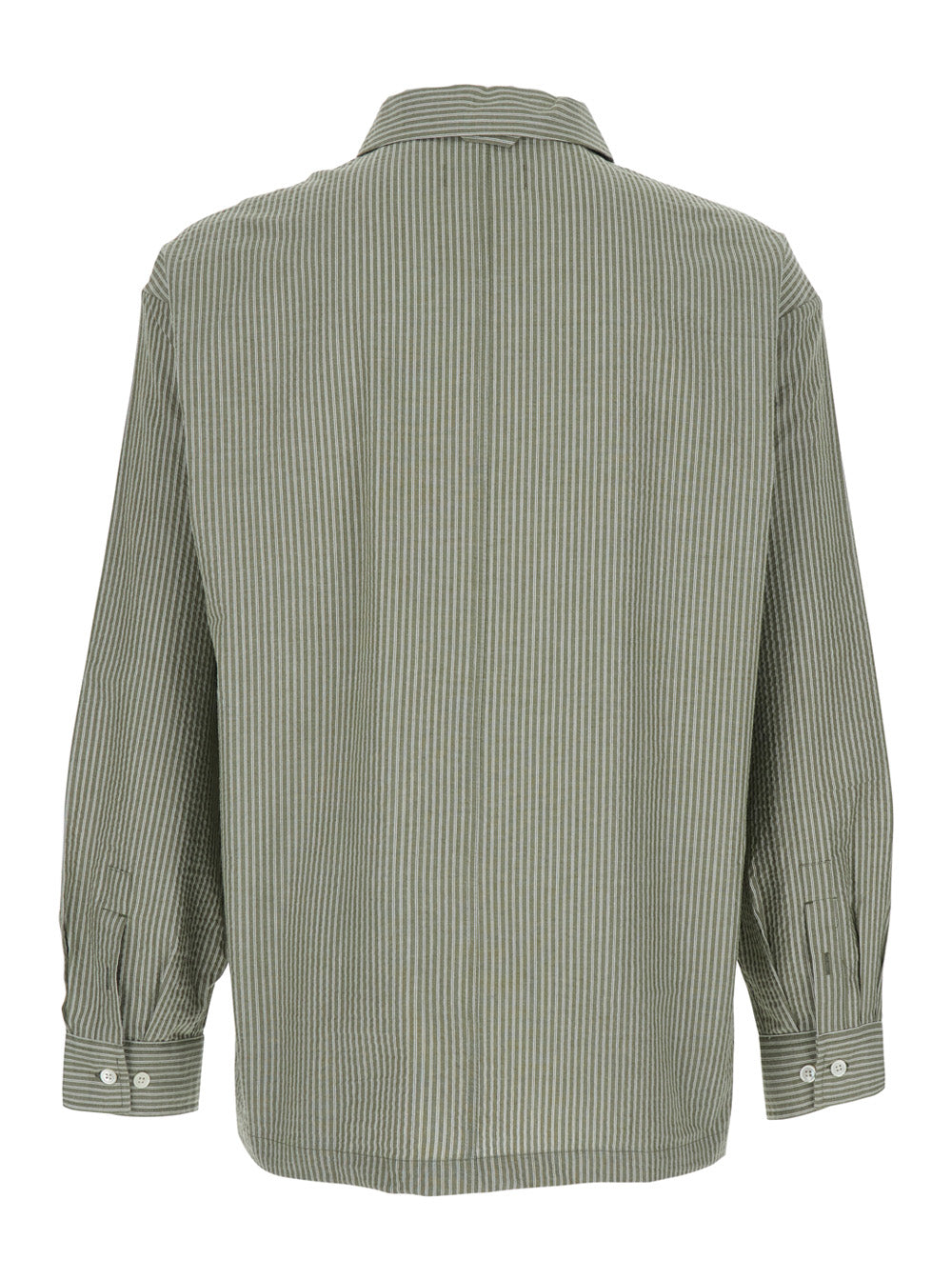 Coor Cotton Striped Shirt — Green, view 2