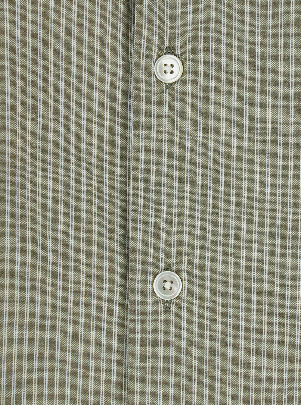 Coor Cotton Striped Shirt — Green, view 3
