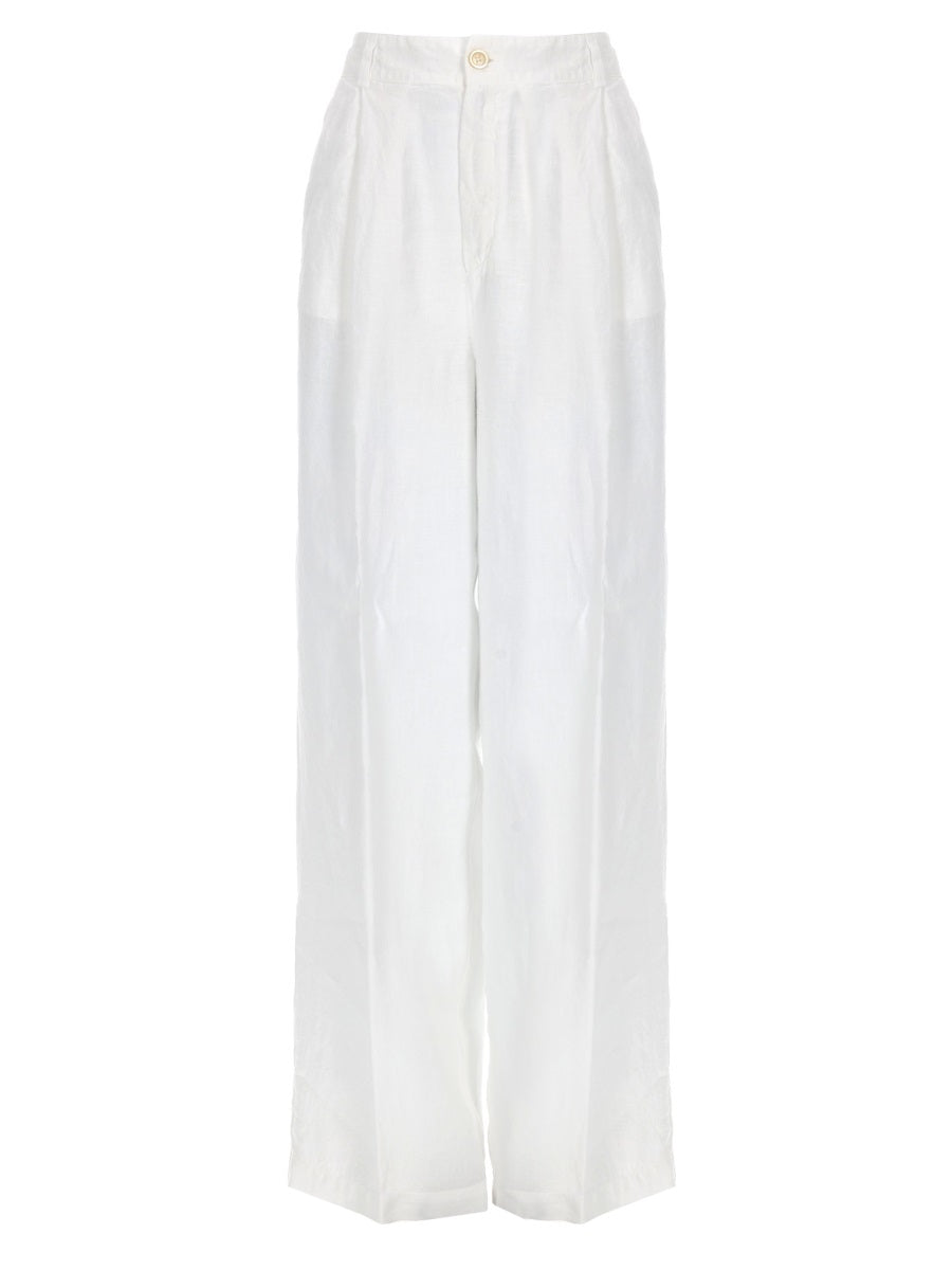 120% Lino 100% Linen Trousers — White by 120% Lino