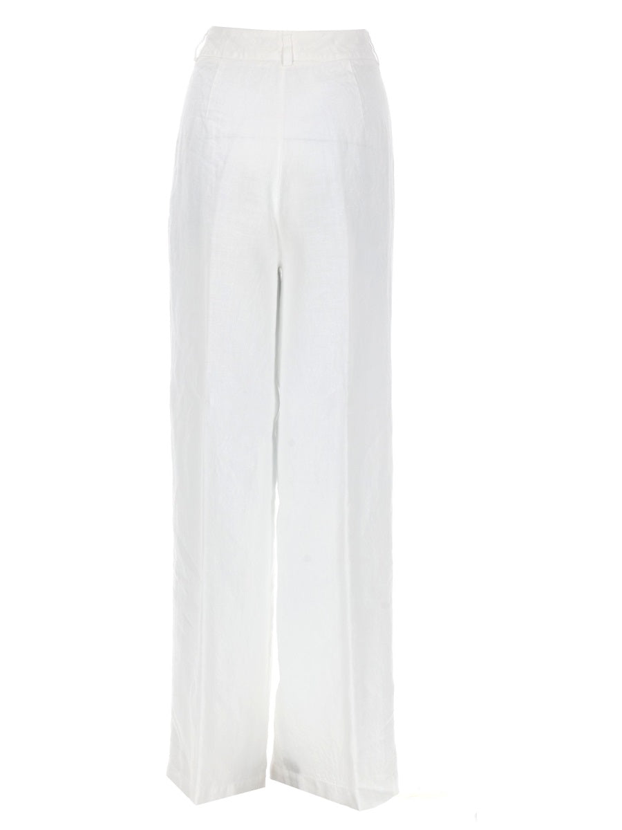 120% Lino 100% Linen Trousers — White, view 2