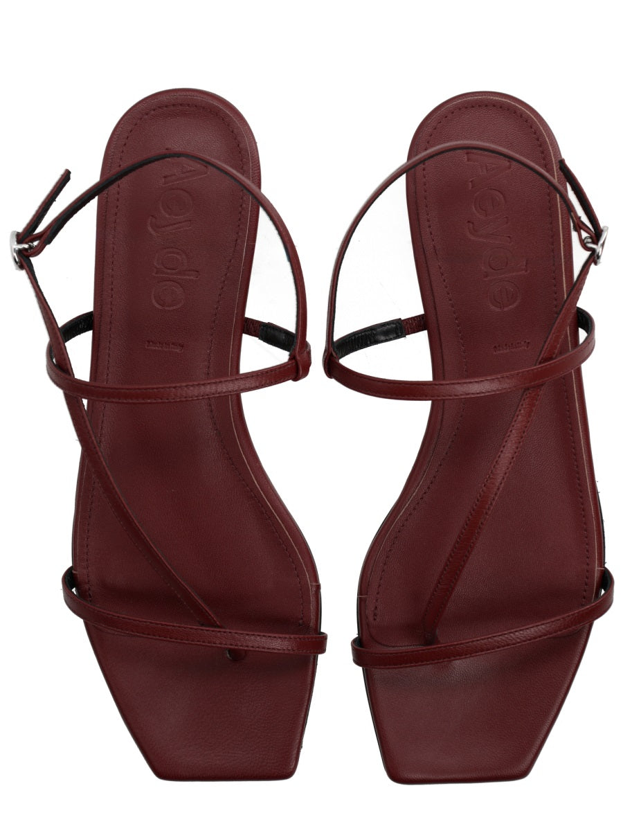 Aeyde Leather Thong Sandal — Bordeaux, view 3