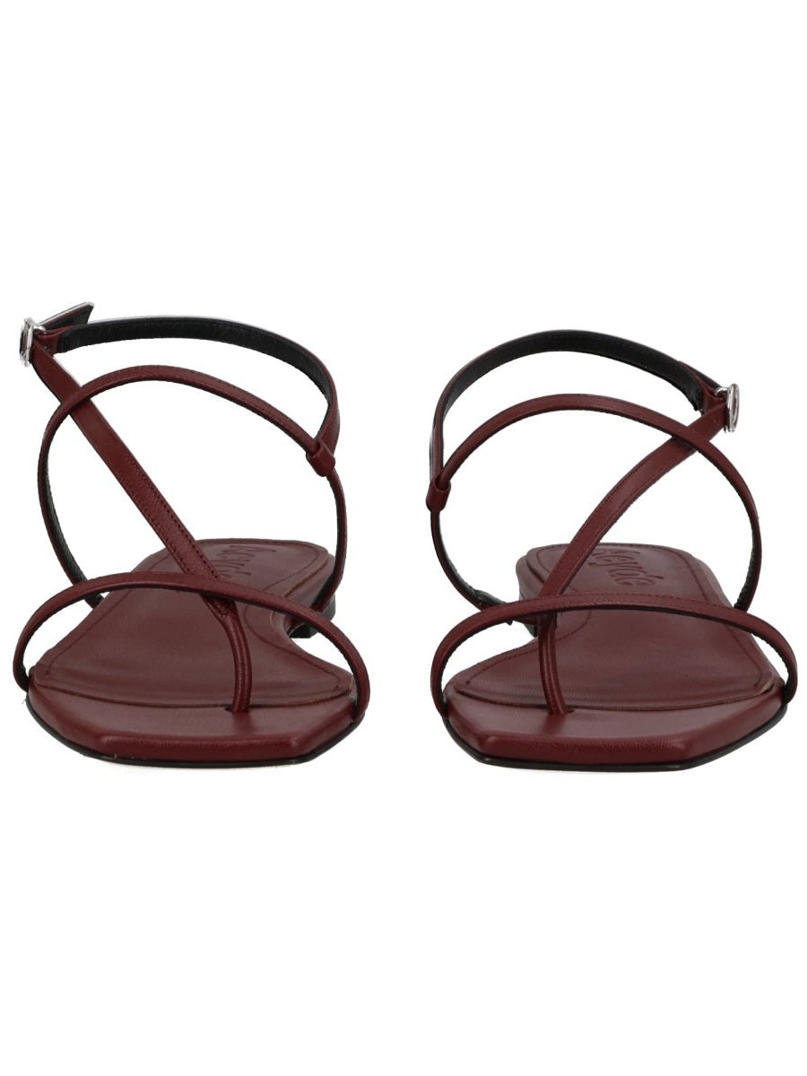 Aeyde Leather Thong Sandal — Bordeaux, view 4