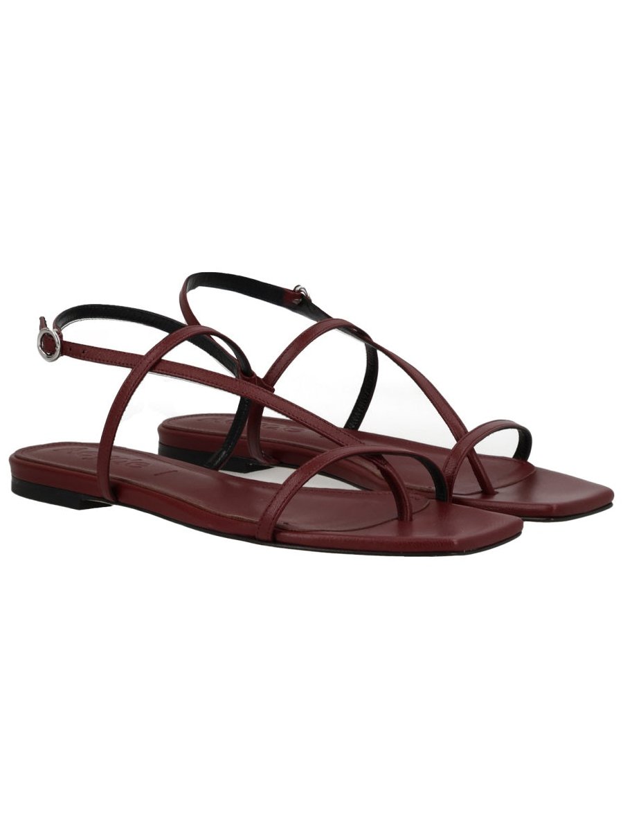 Aeyde Leather Thong Sandal — Bordeaux, view 5