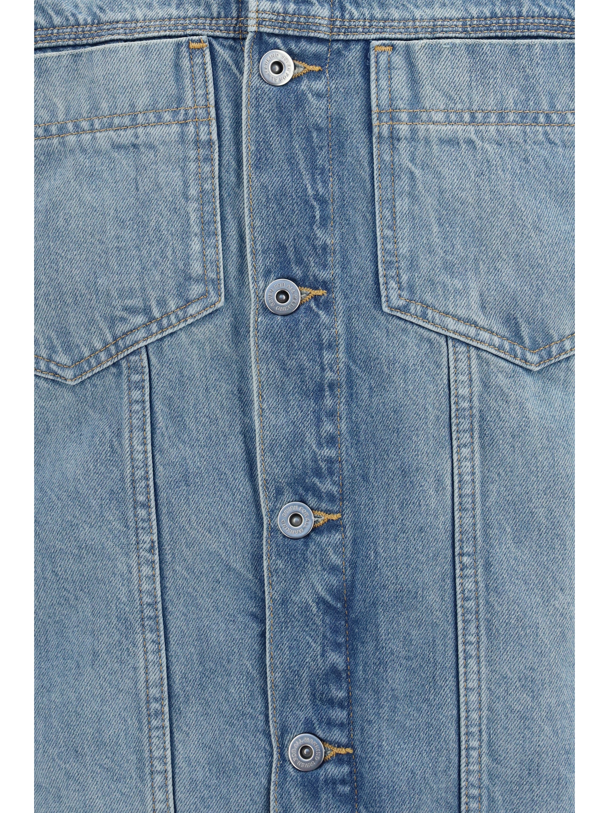7 For All Mankind Medium-Wash Denim Jacket — Blue, view 2