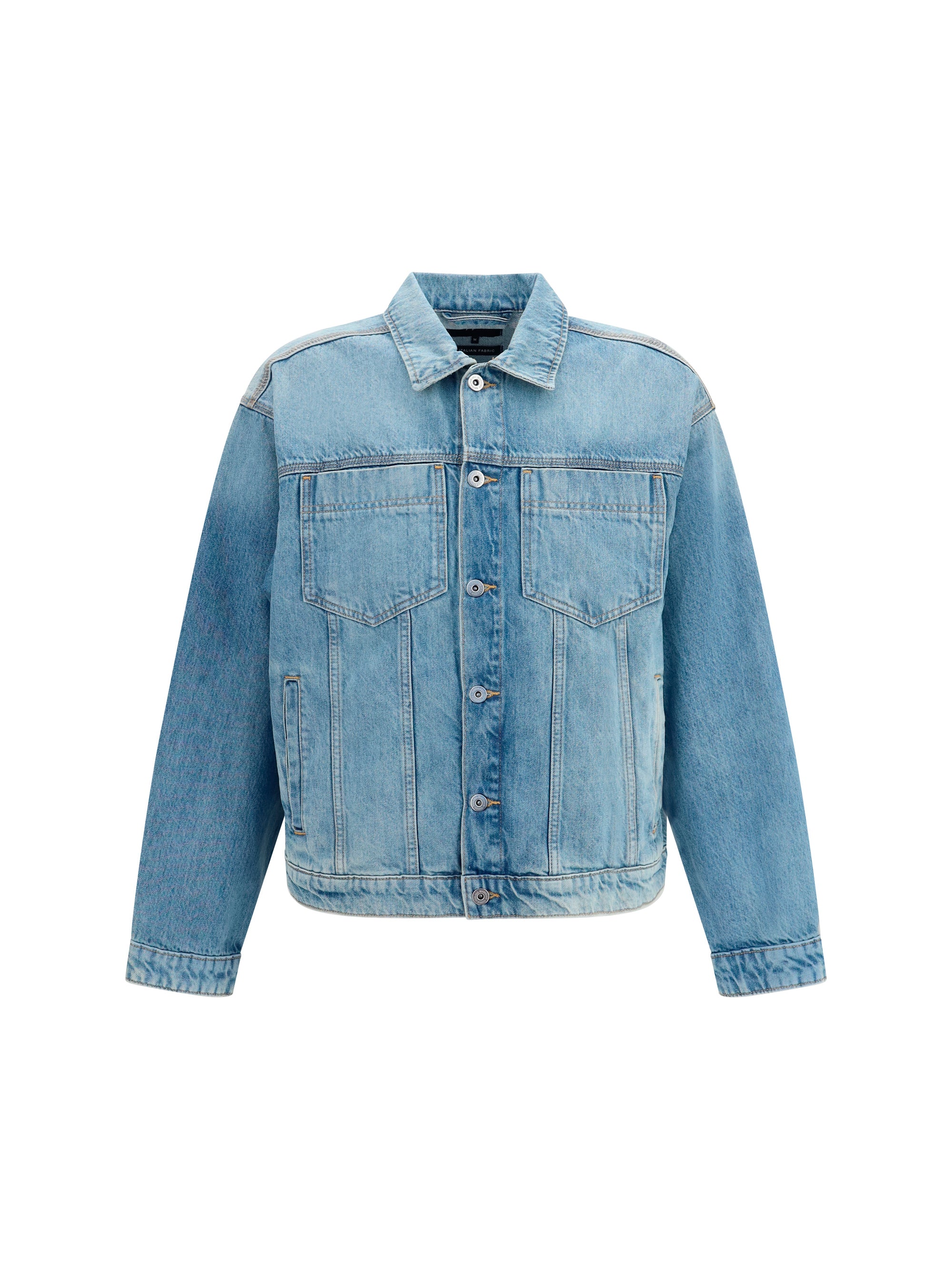 7 For All Mankind Medium-Wash Denim Jacket — Blue, view 3