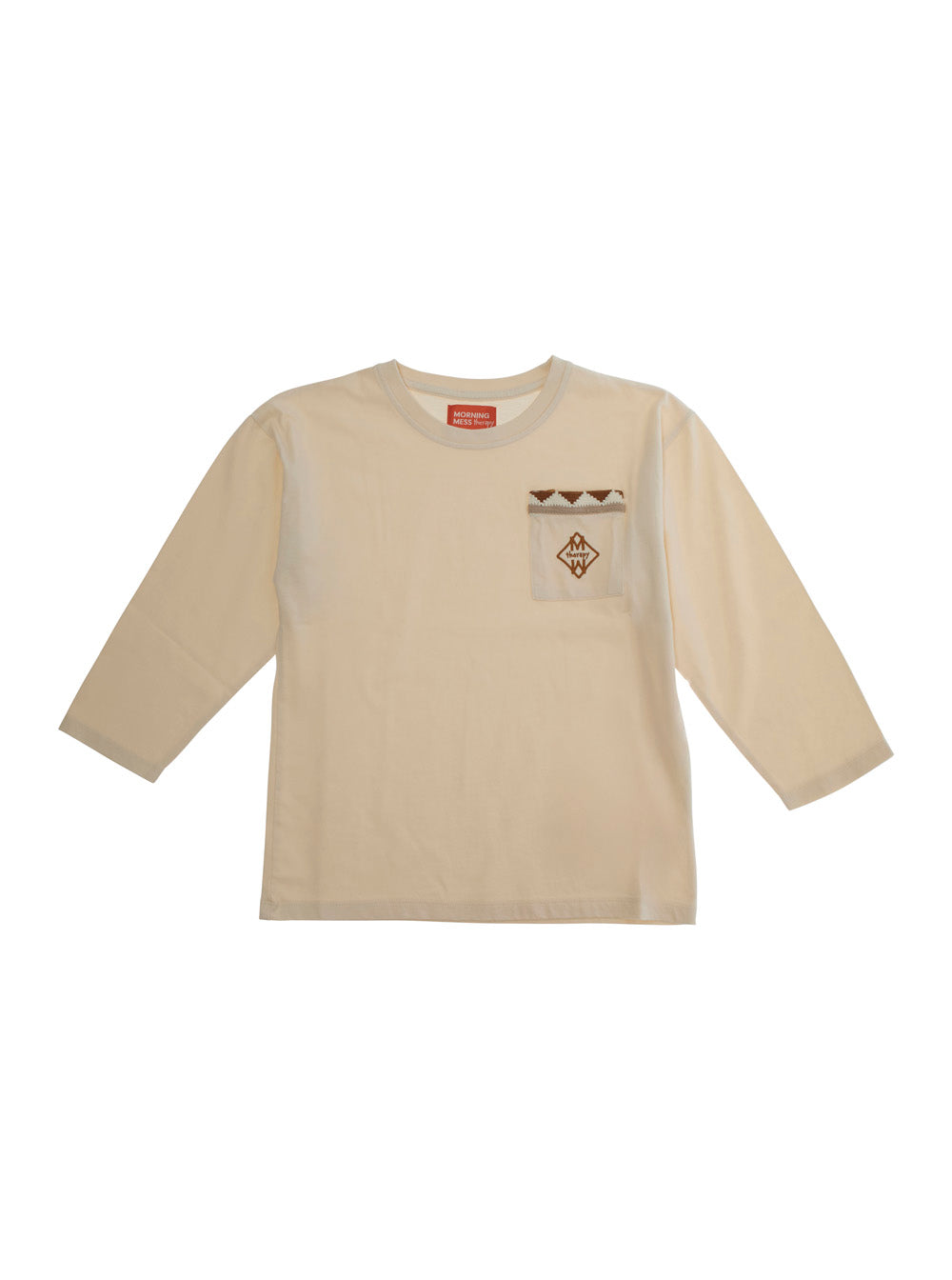 Morning Mess Therapy Embroidered Crewneck T-Shirt — Beige by Morning Mess Therapy