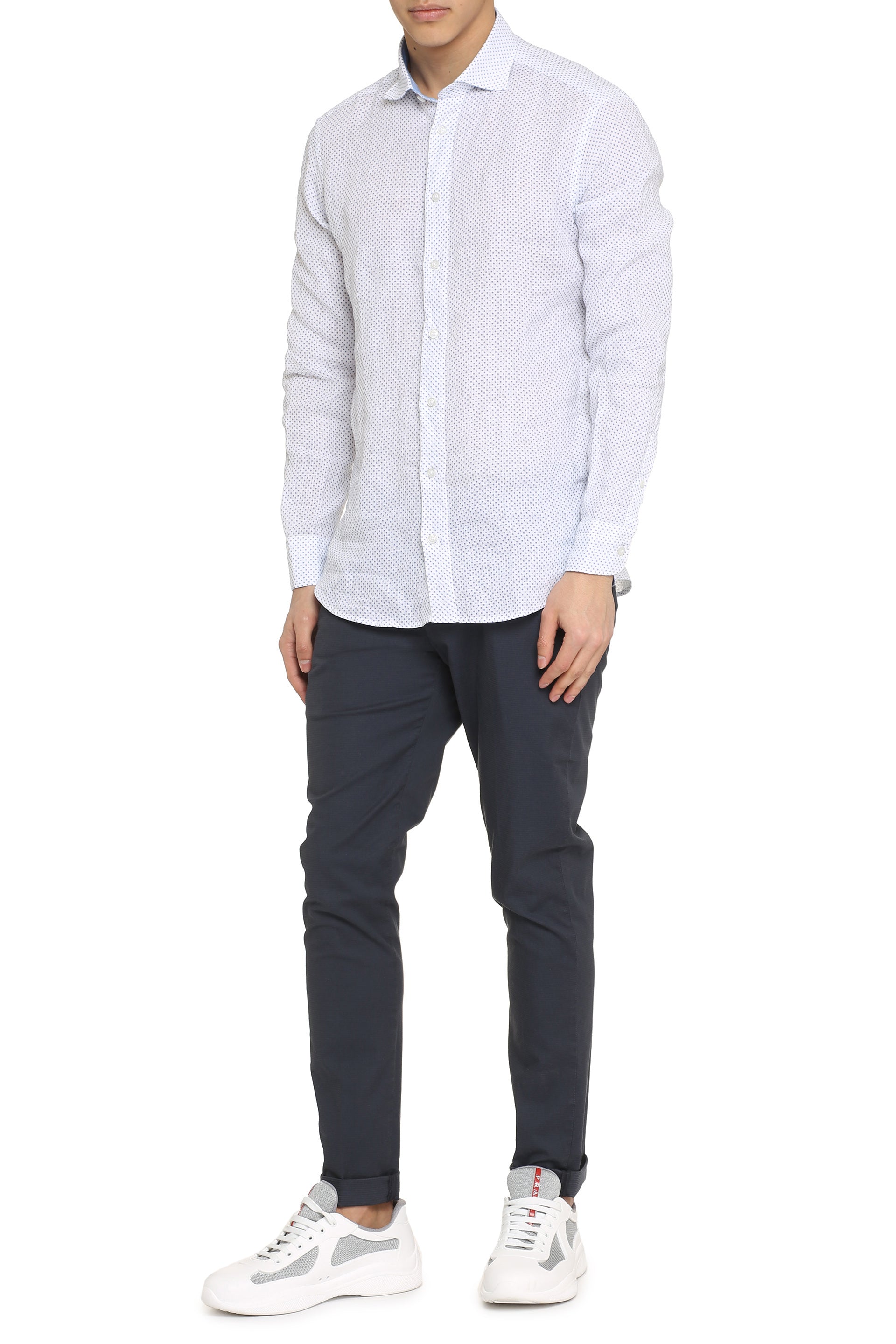 Bastoncino Printed Cotton Shirt — White, view 3