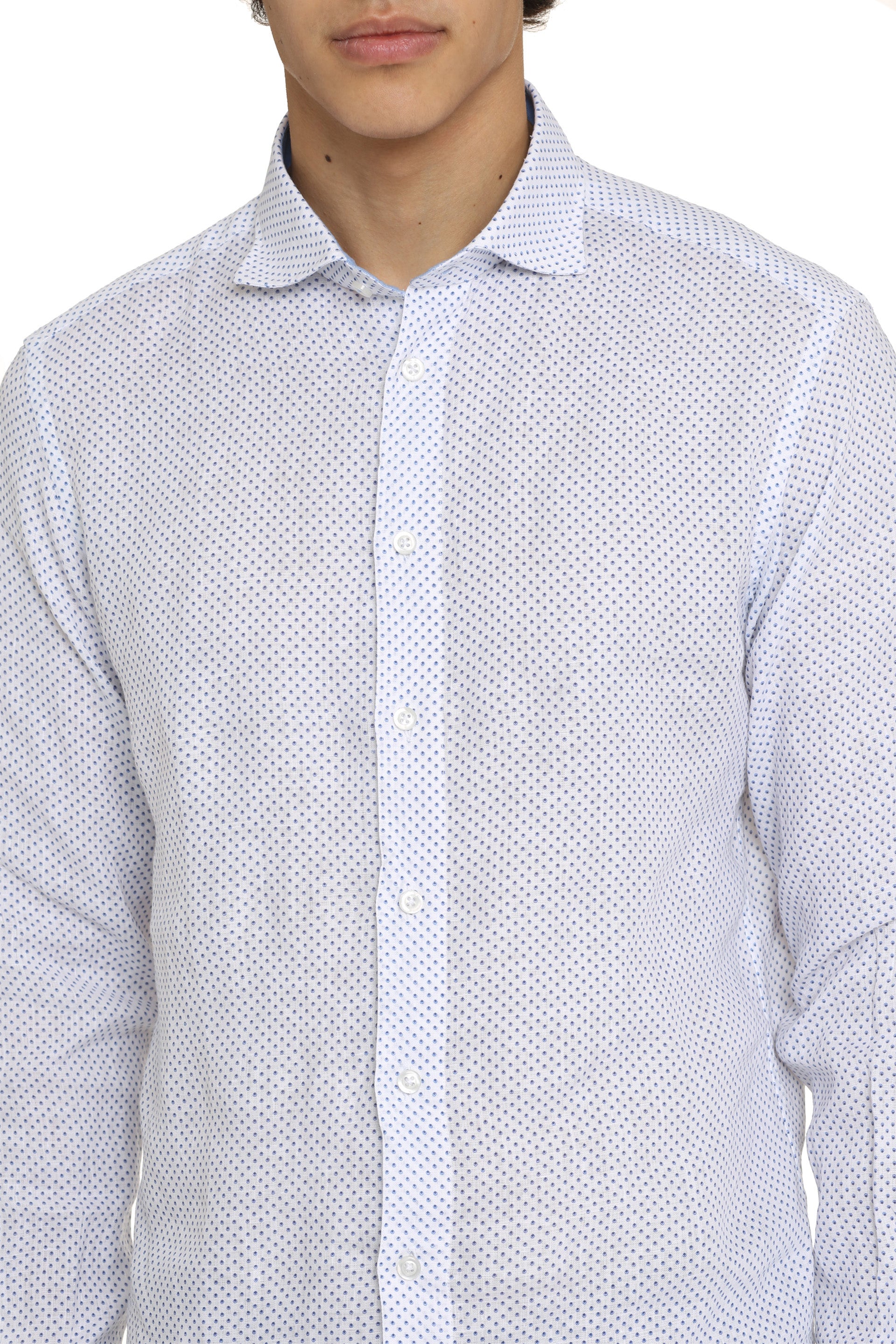 Bastoncino Printed Cotton Shirt — White, view 5