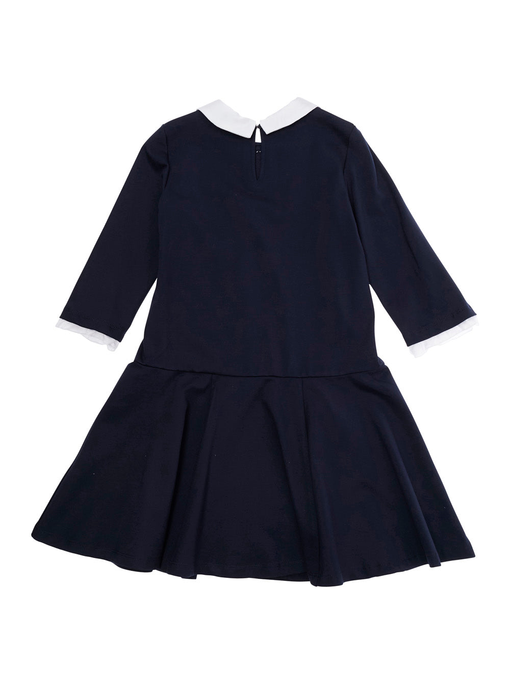 Monnalisa Peter Pan Collar Cotton Dress — Navy by Monnalisa