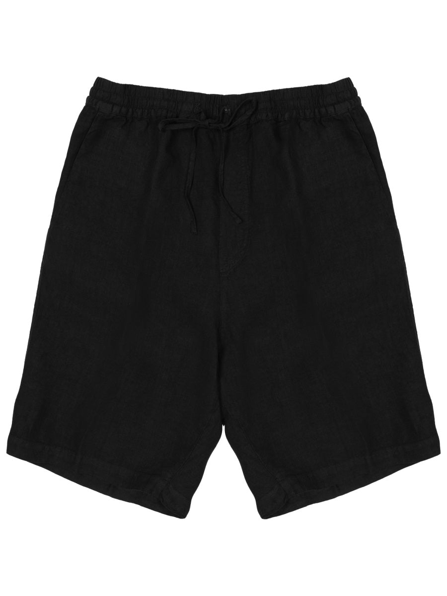 120% Lino 100% Linen Bermuda Shorts — Black by 120% Lino