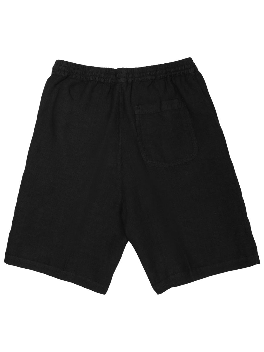 120% Lino 100% Linen Bermuda Shorts — Black, view 2
