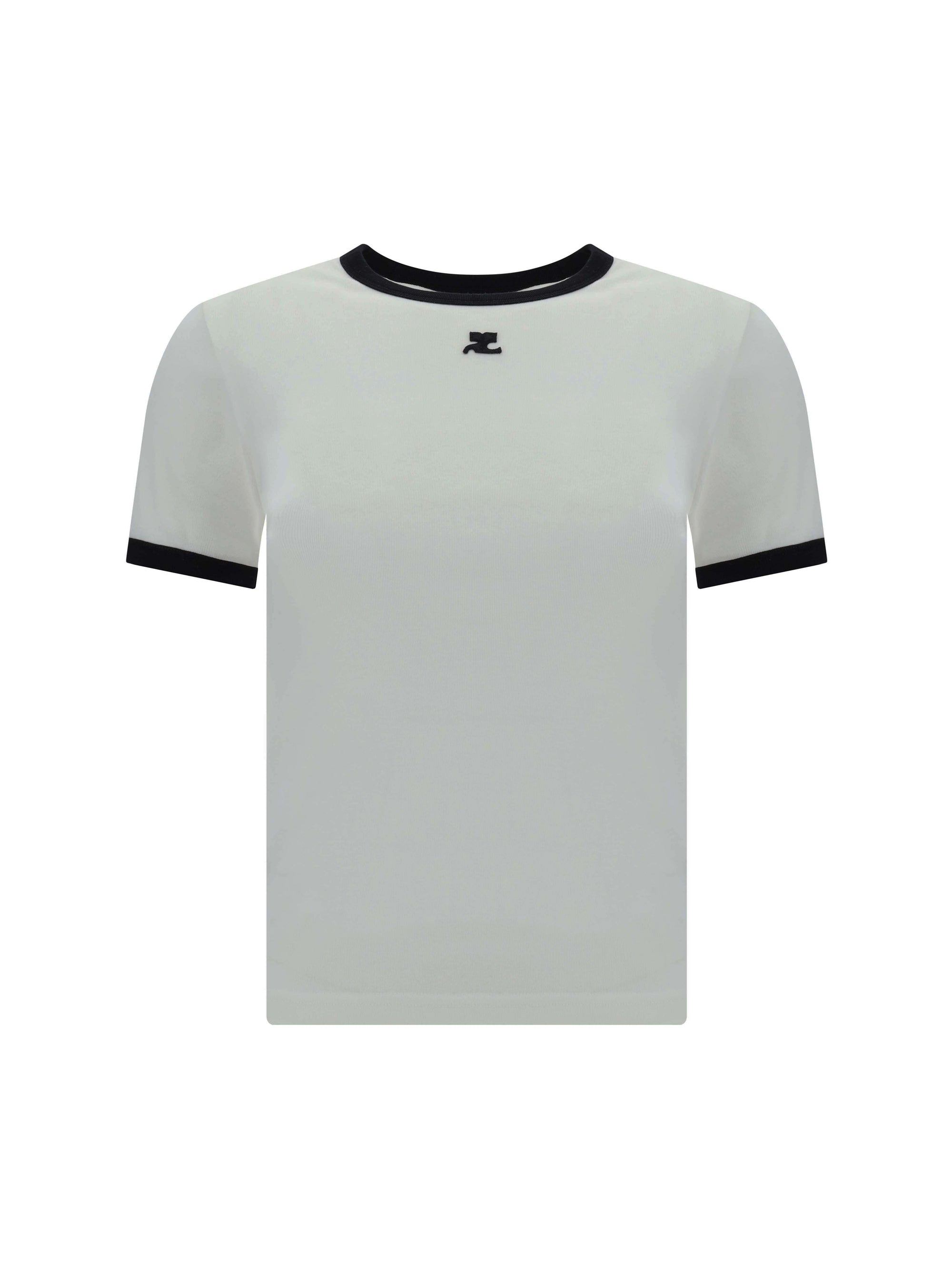 CourrèGes Contrasting Crew Neck T-Shirt — White by Courreges