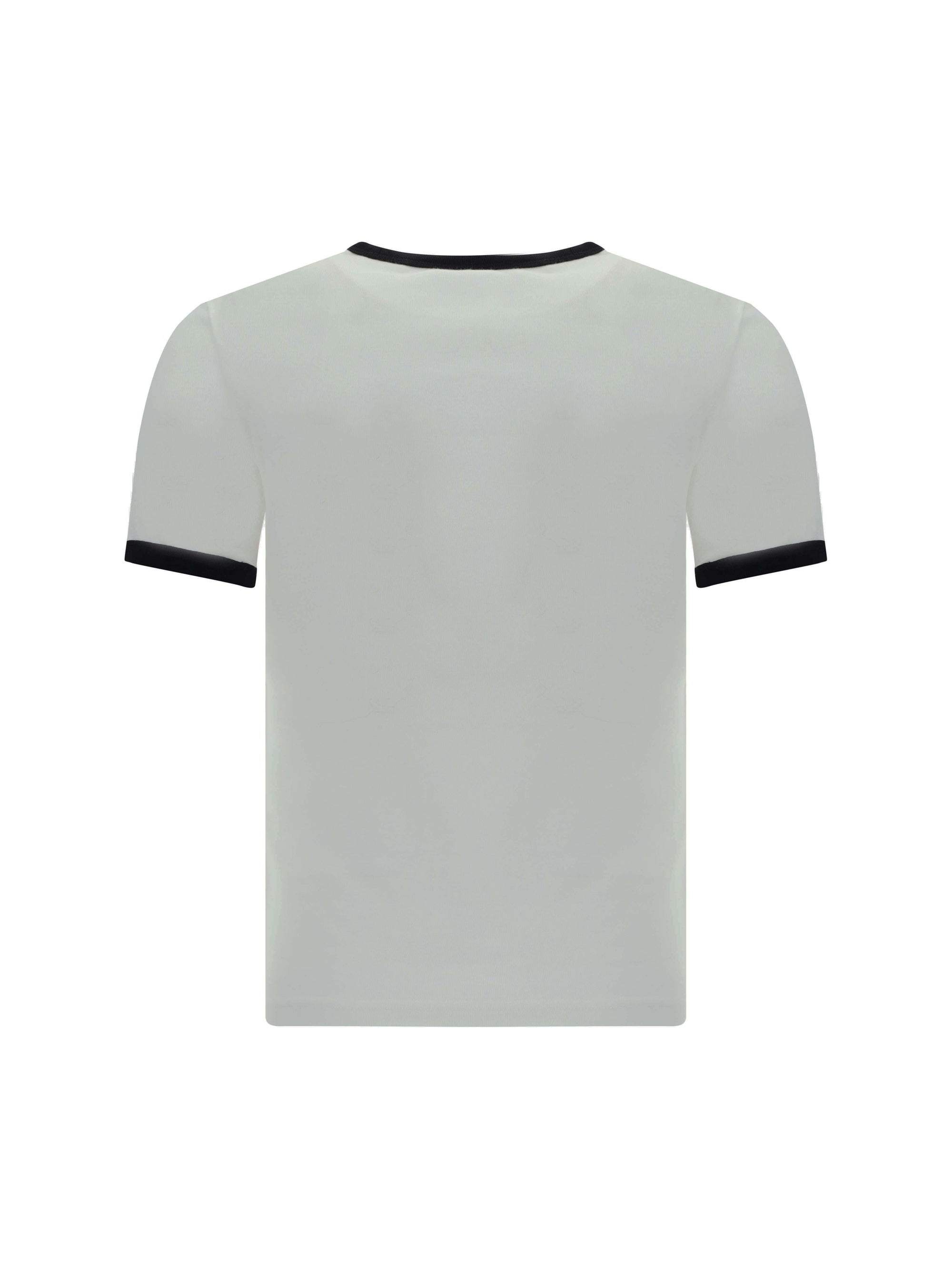 CourrèGes Contrasting Crew Neck T-Shirt — White, view 3