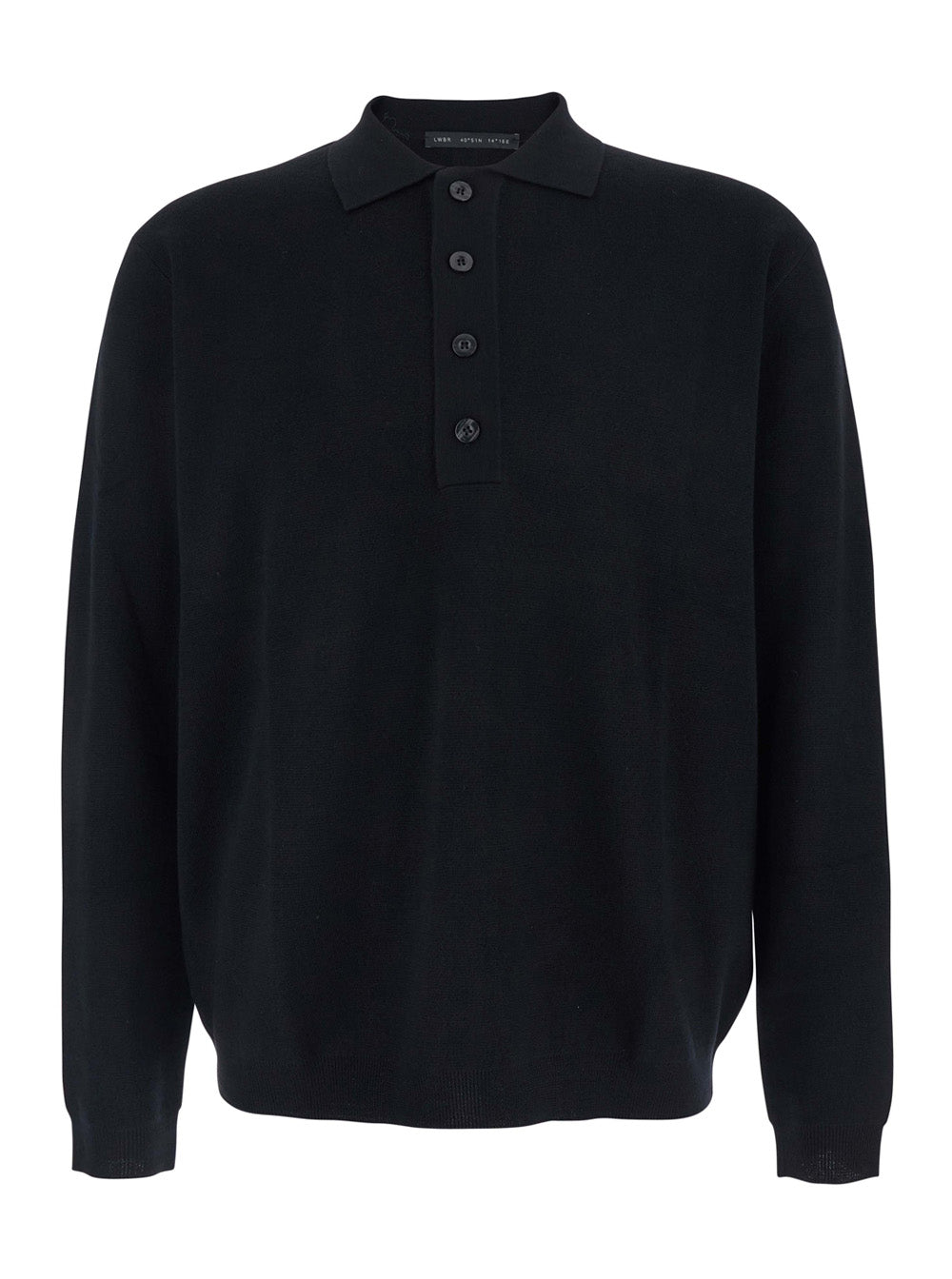 Low Brand Wool Polo-Collar Sweater — Black by Low Brand