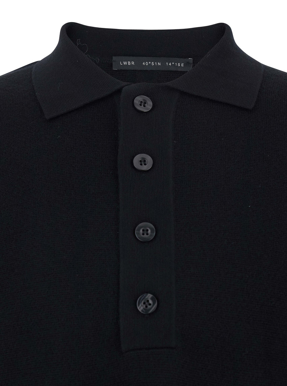 Low Brand Wool Polo-Collar Sweater — Black, view 3