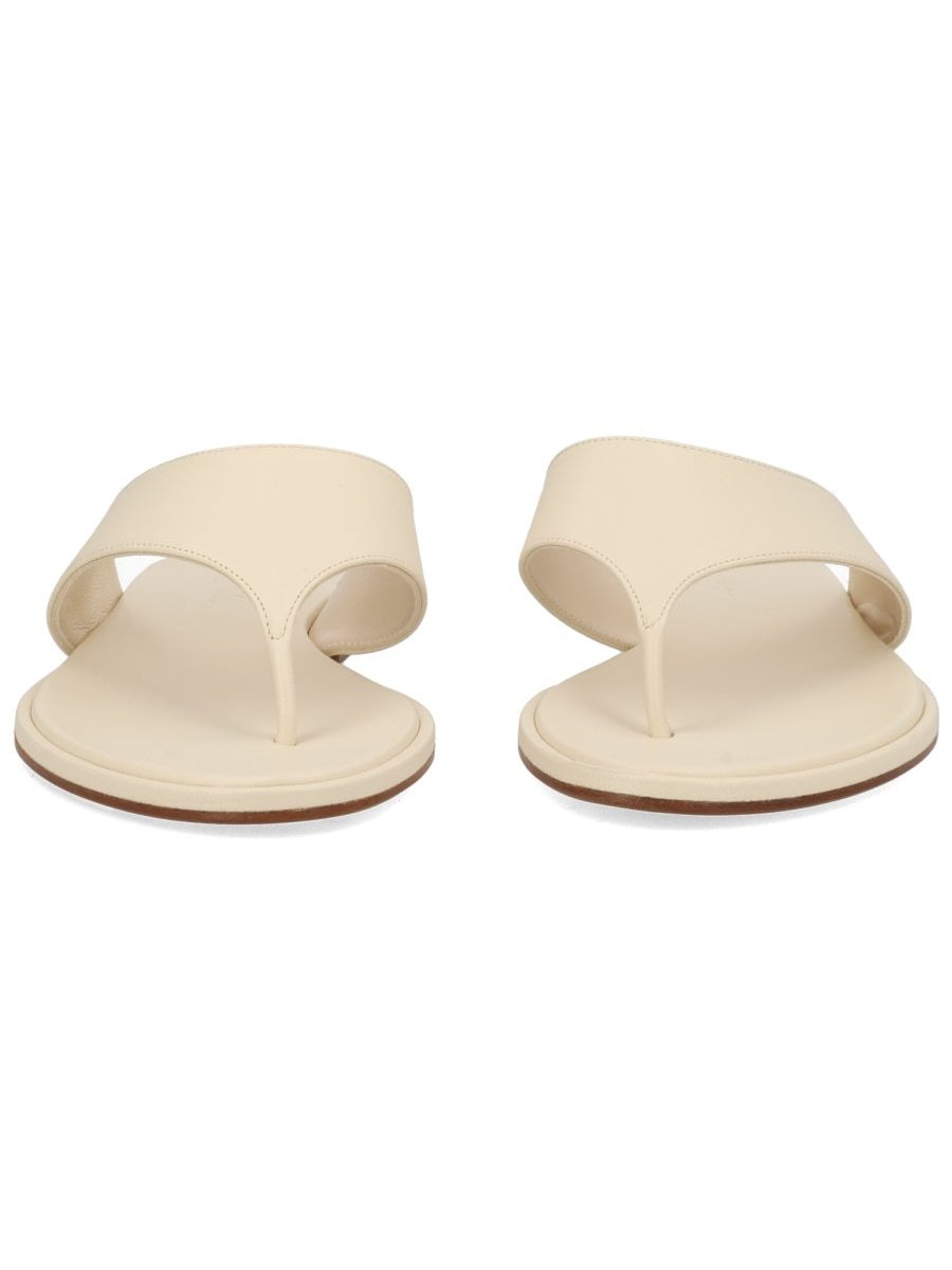 Aeyde Leather Thong Thong Sandal — Ivory by Aeyde