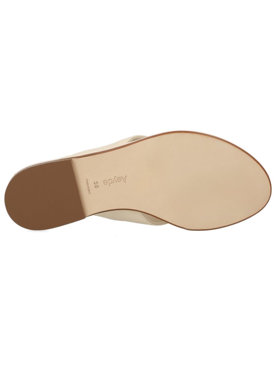Aeyde Leather Thong Thong Sandal — Ivory, view 3