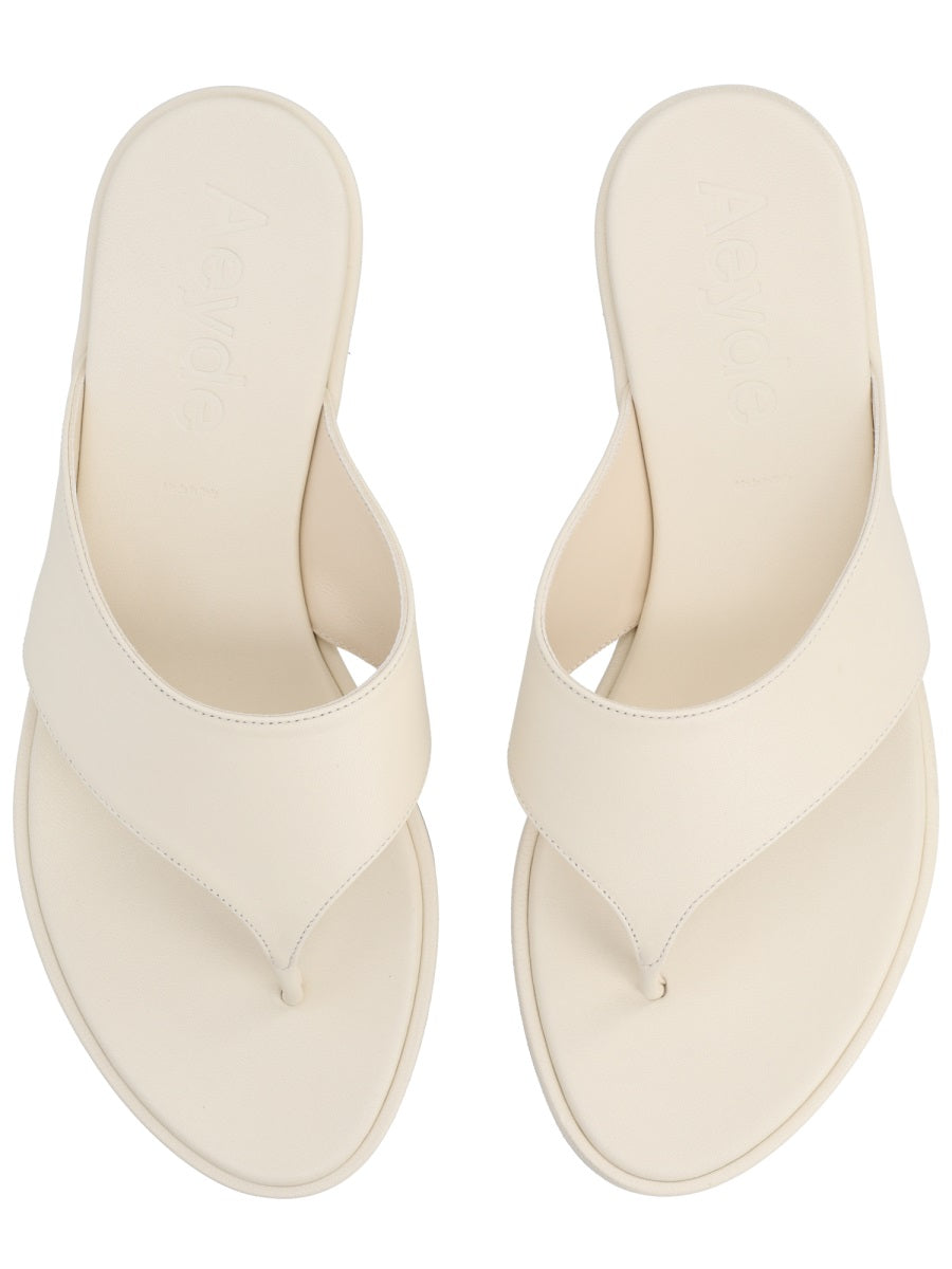 Aeyde Leather Thong Thong Sandal — Ivory, view 4