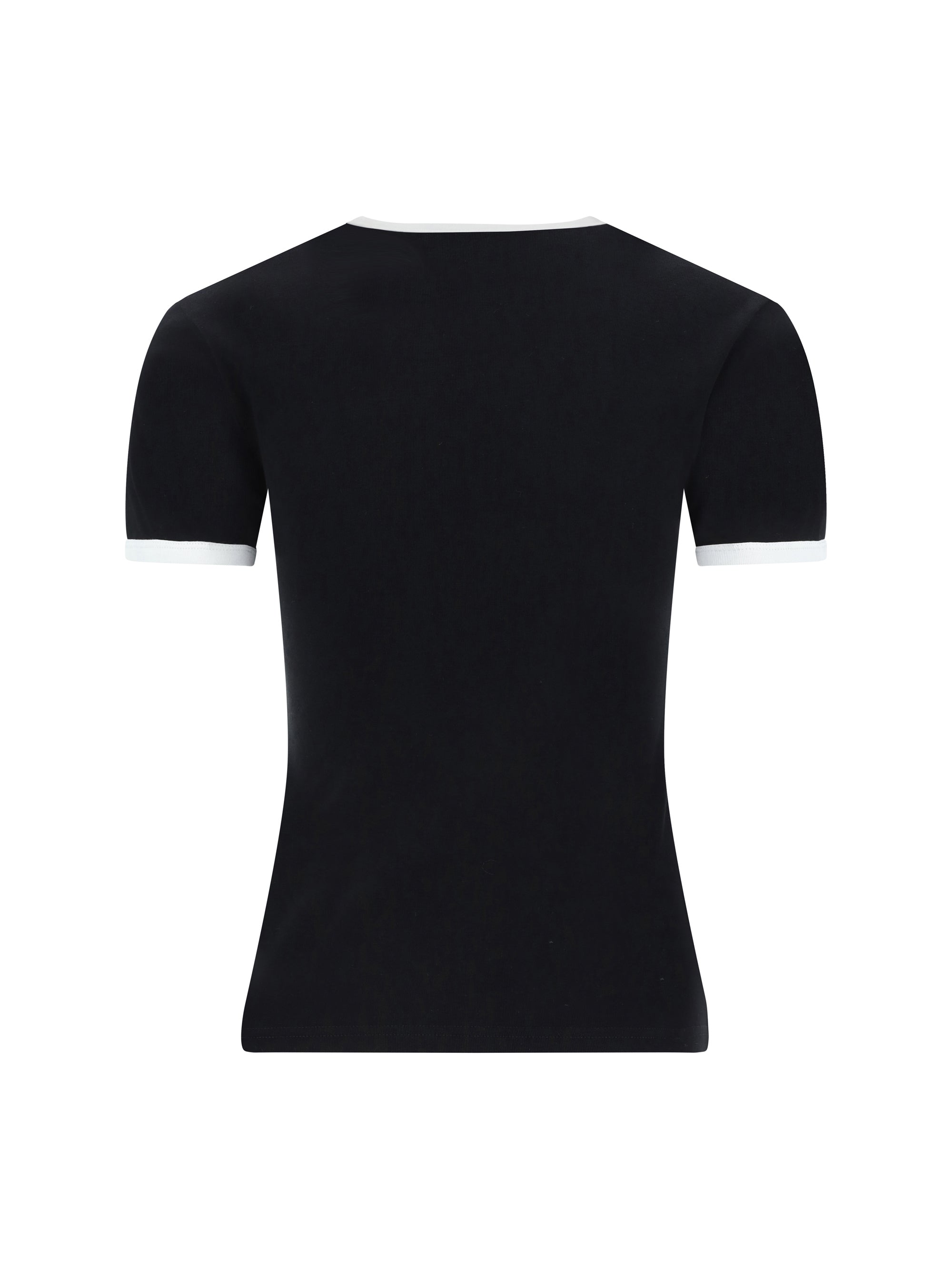 CourrèGes Logo-Contrasted Crew Neck T-Shirt — Black by Courreges