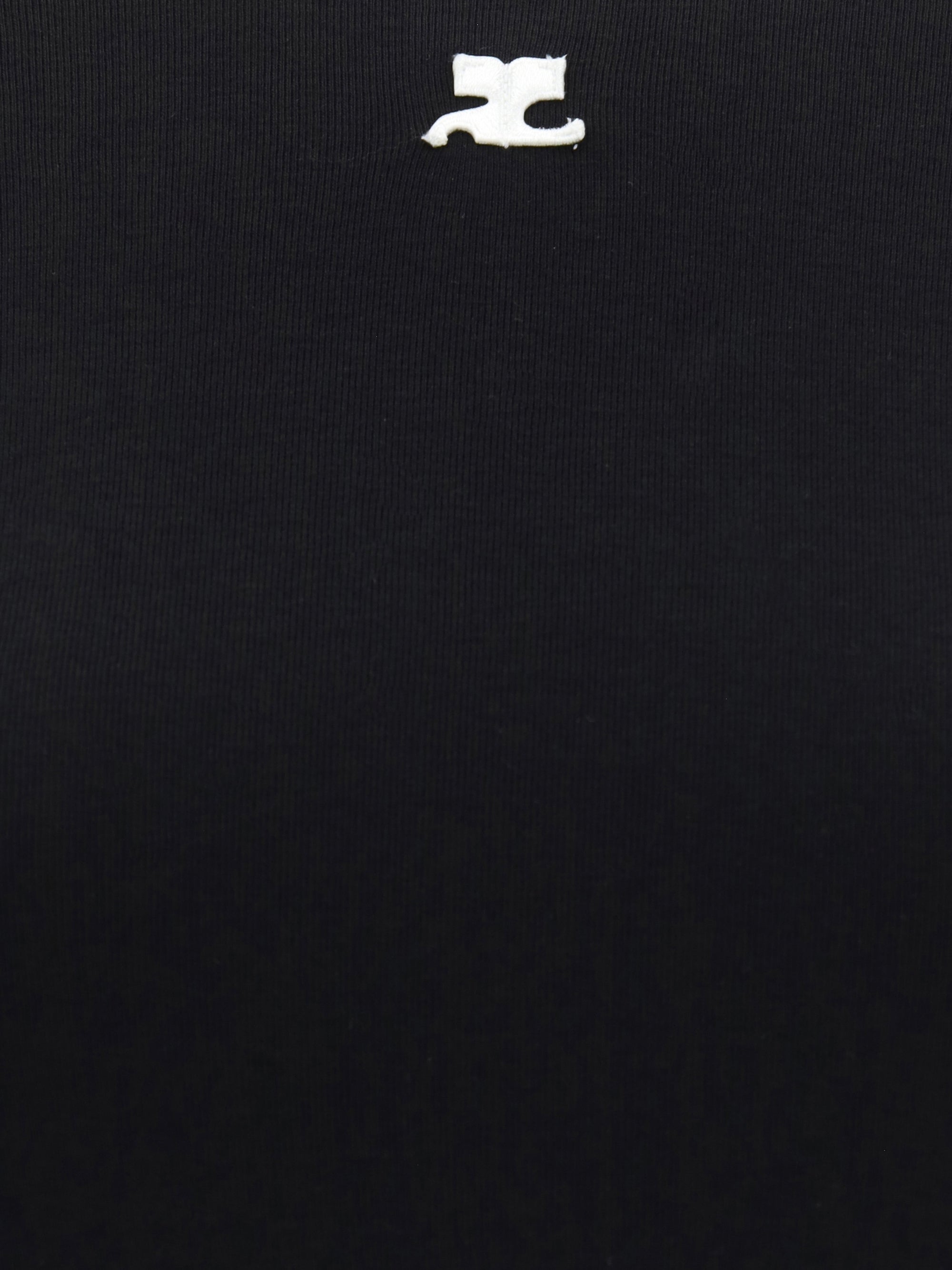 CourrèGes Logo-Contrasted Crew Neck T-Shirt — Black, view 3