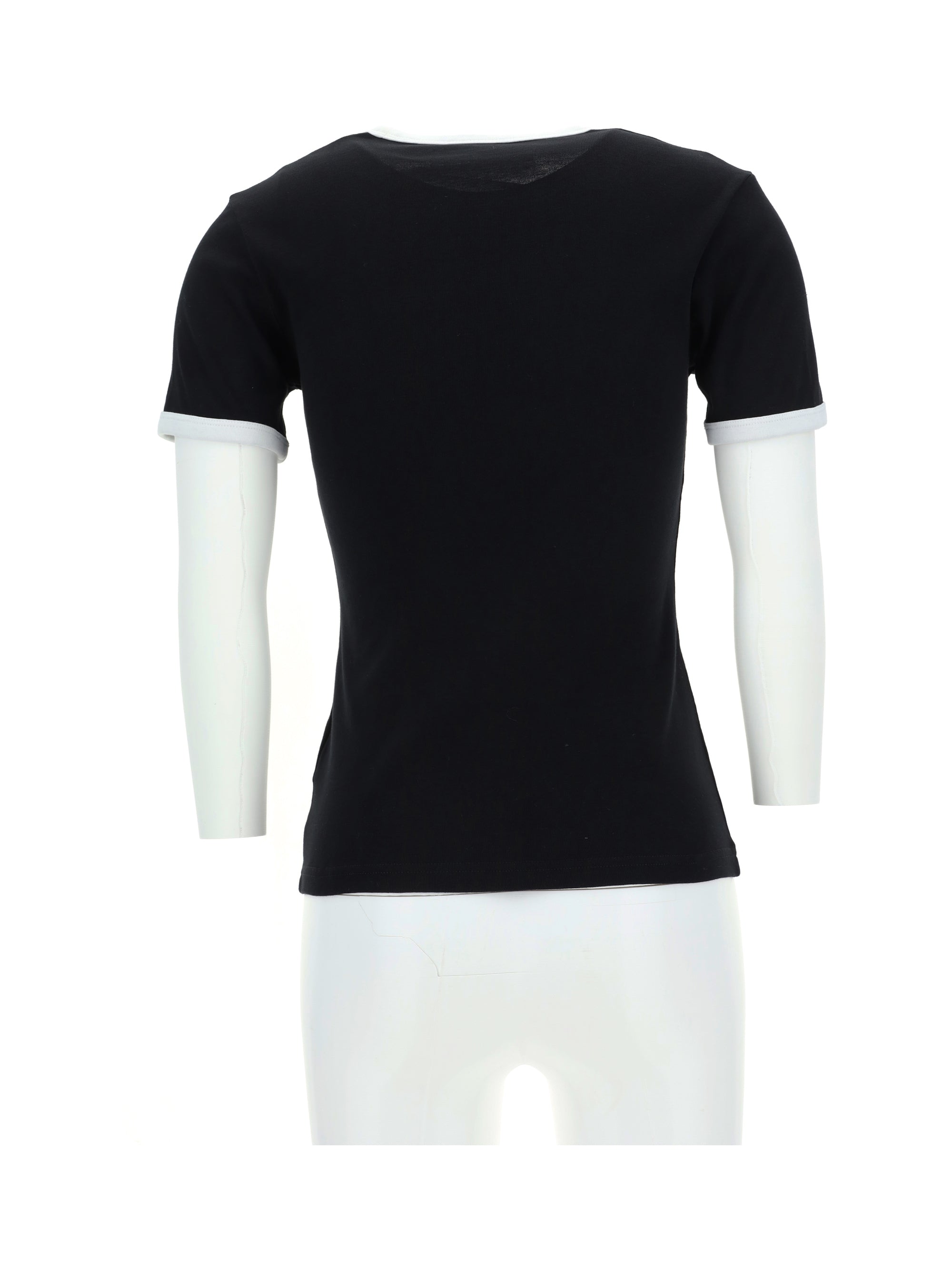 CourrèGes Logo-Contrasted Crew Neck T-Shirt — Black, view 4