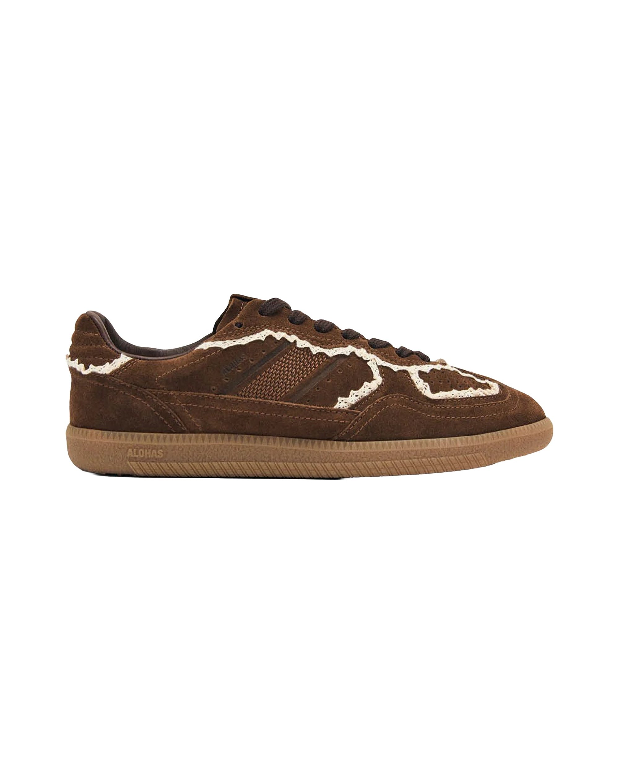 Alohas Suede with Crochet Detailing Sneaker — Brown by Alohas