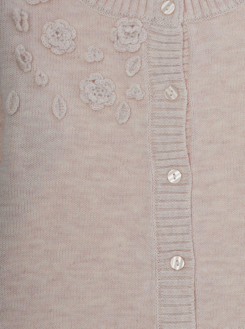 Monnalisa 3D Floral Appliqué Cardigan — White, view 3