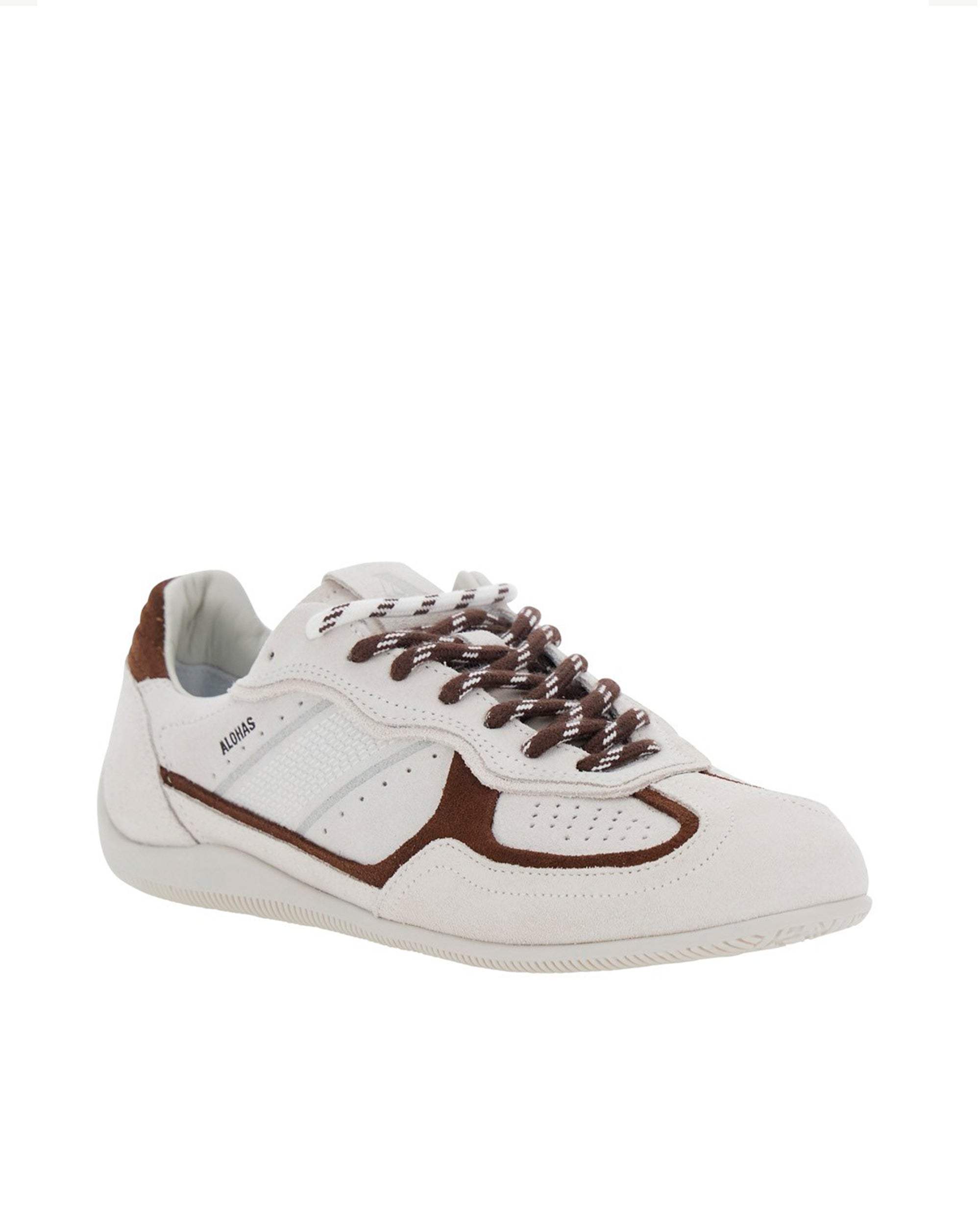 Alohas Leather and Suede Colorblock Sneaker — White, view 2