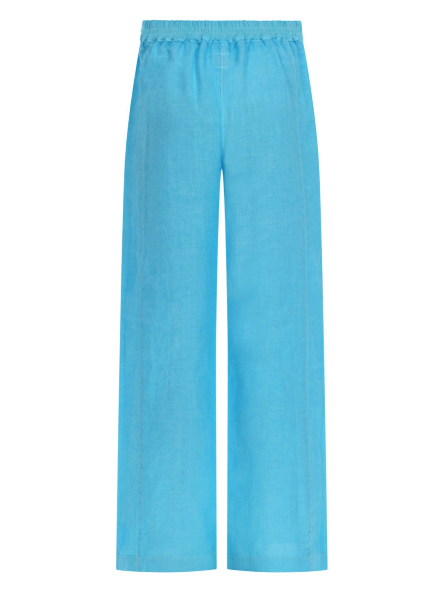 120% Lino Wide-Leg Linen Trousers — Blue, view 2