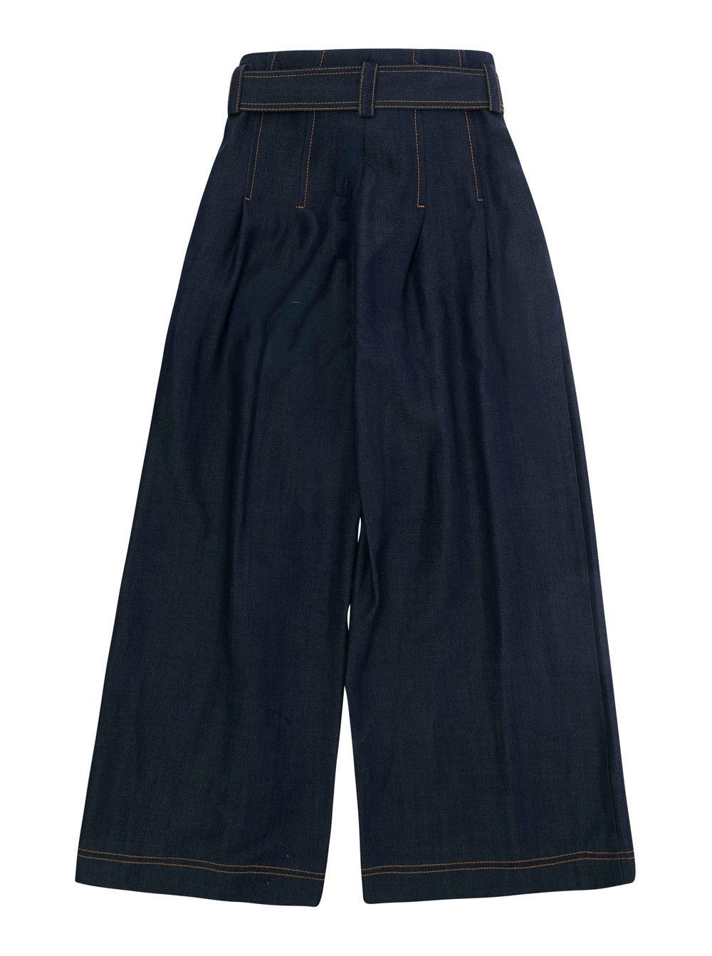 Monnalisa Belted Denim Trousers — Gray, view 2