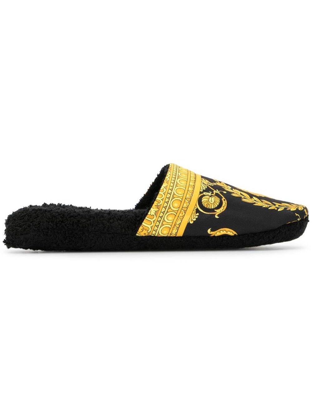 Versace Home Baroque Print Slipper — Black by Versace Home